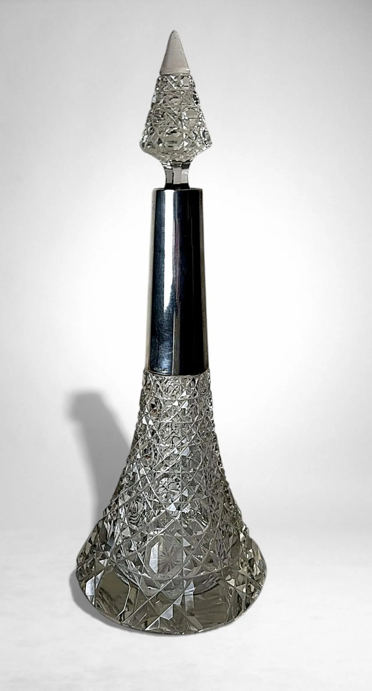 Biedermeier crystal perfume bottle with sterling silver, 19th century 2