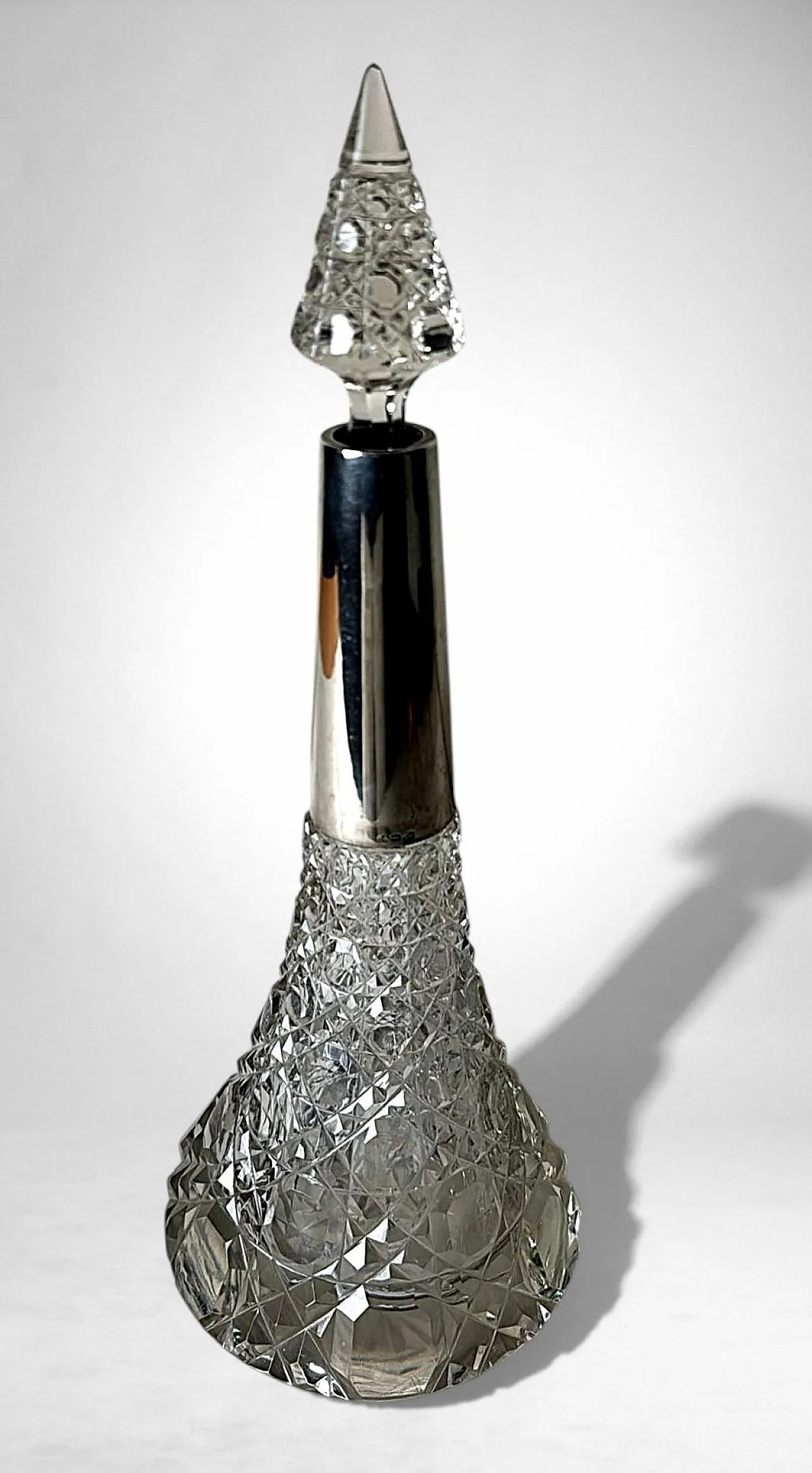 Biedermeier crystal perfume bottle with sterling silver, 19th century 3