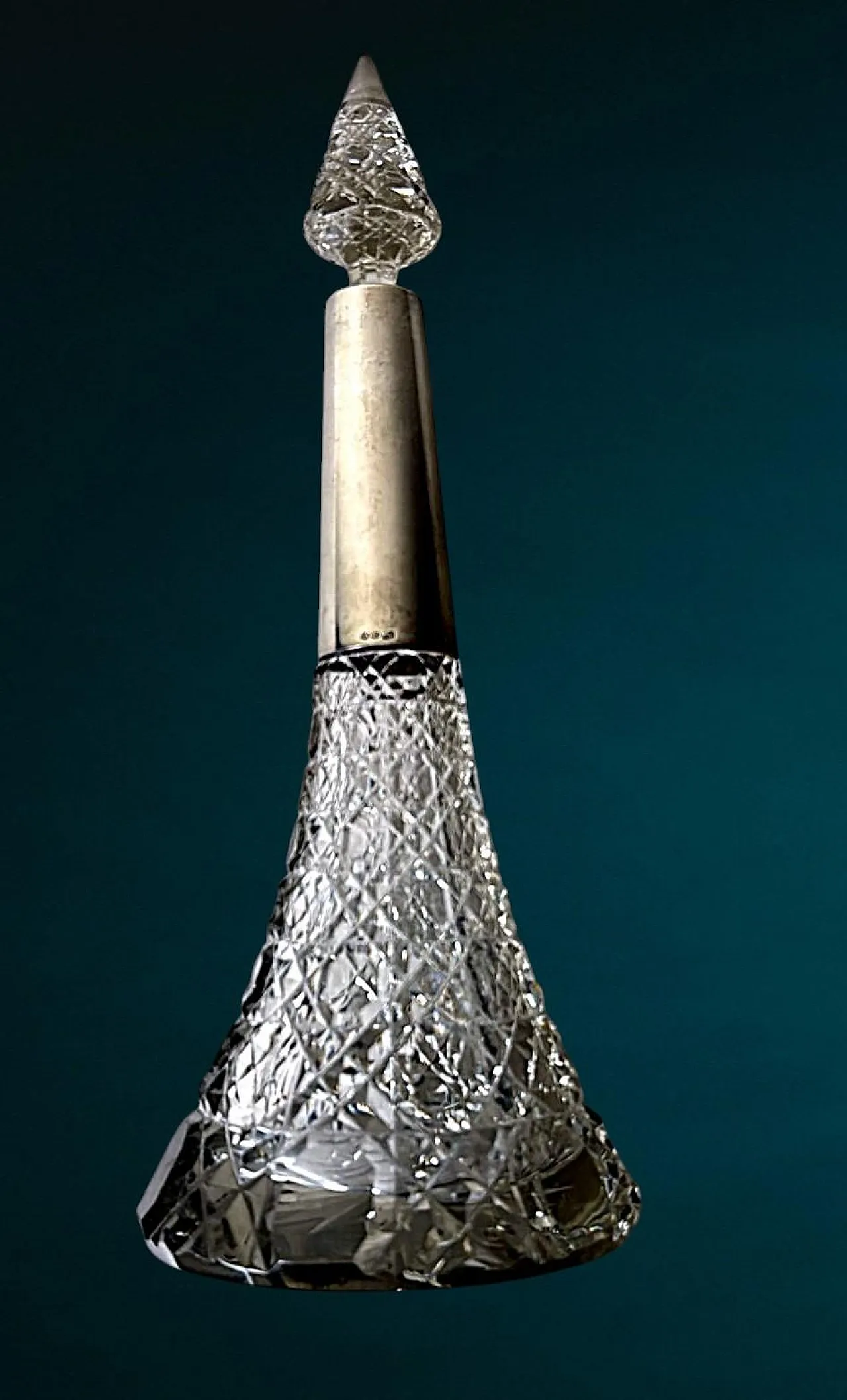 Biedermeier crystal perfume bottle with sterling silver, 19th century 4