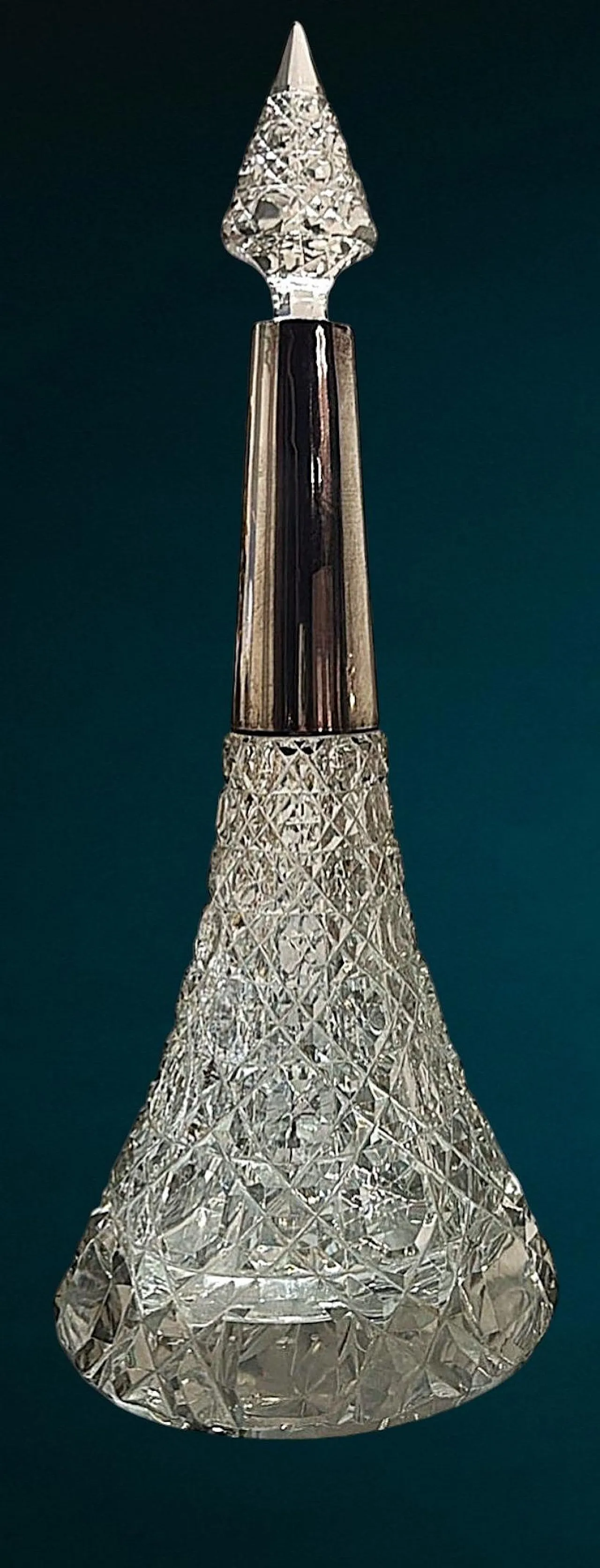 Biedermeier crystal perfume bottle with sterling silver, 19th century 5