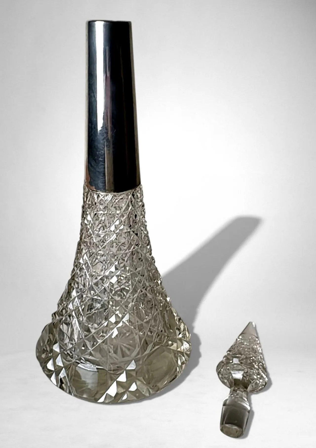 Biedermeier crystal perfume bottle with sterling silver, 19th century 6