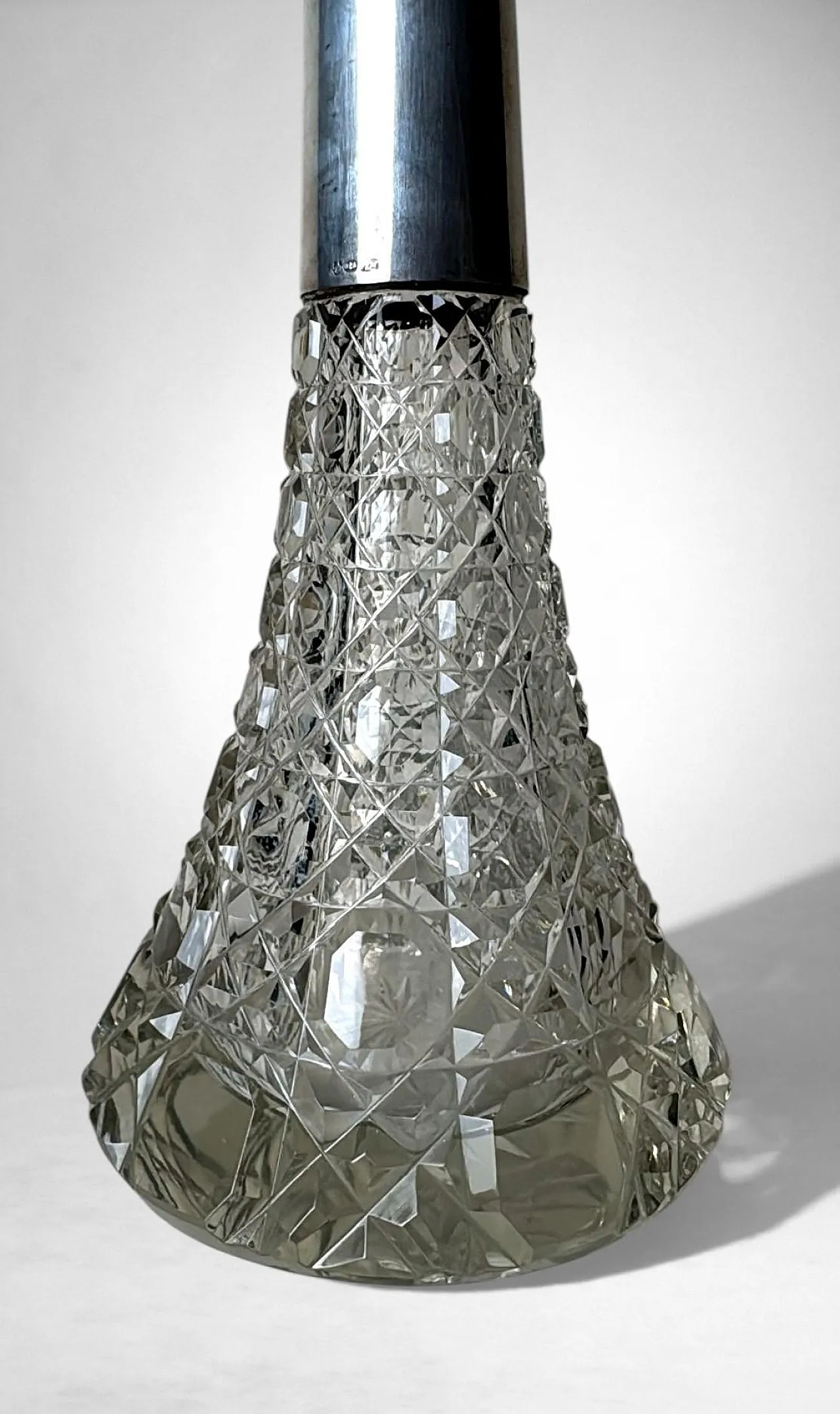Biedermeier crystal perfume bottle with sterling silver, 19th century 7