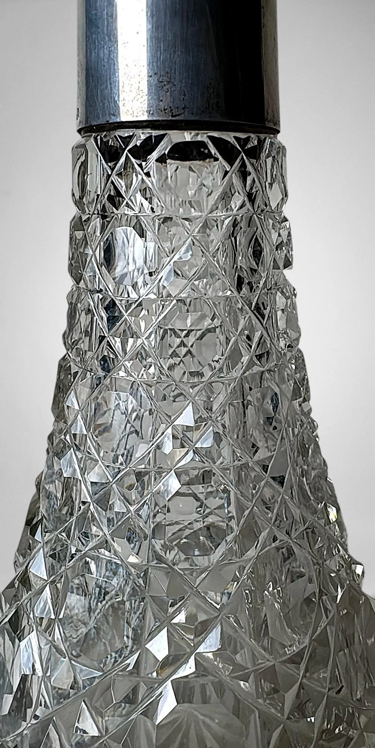 Biedermeier crystal perfume bottle with sterling silver, 19th century 9