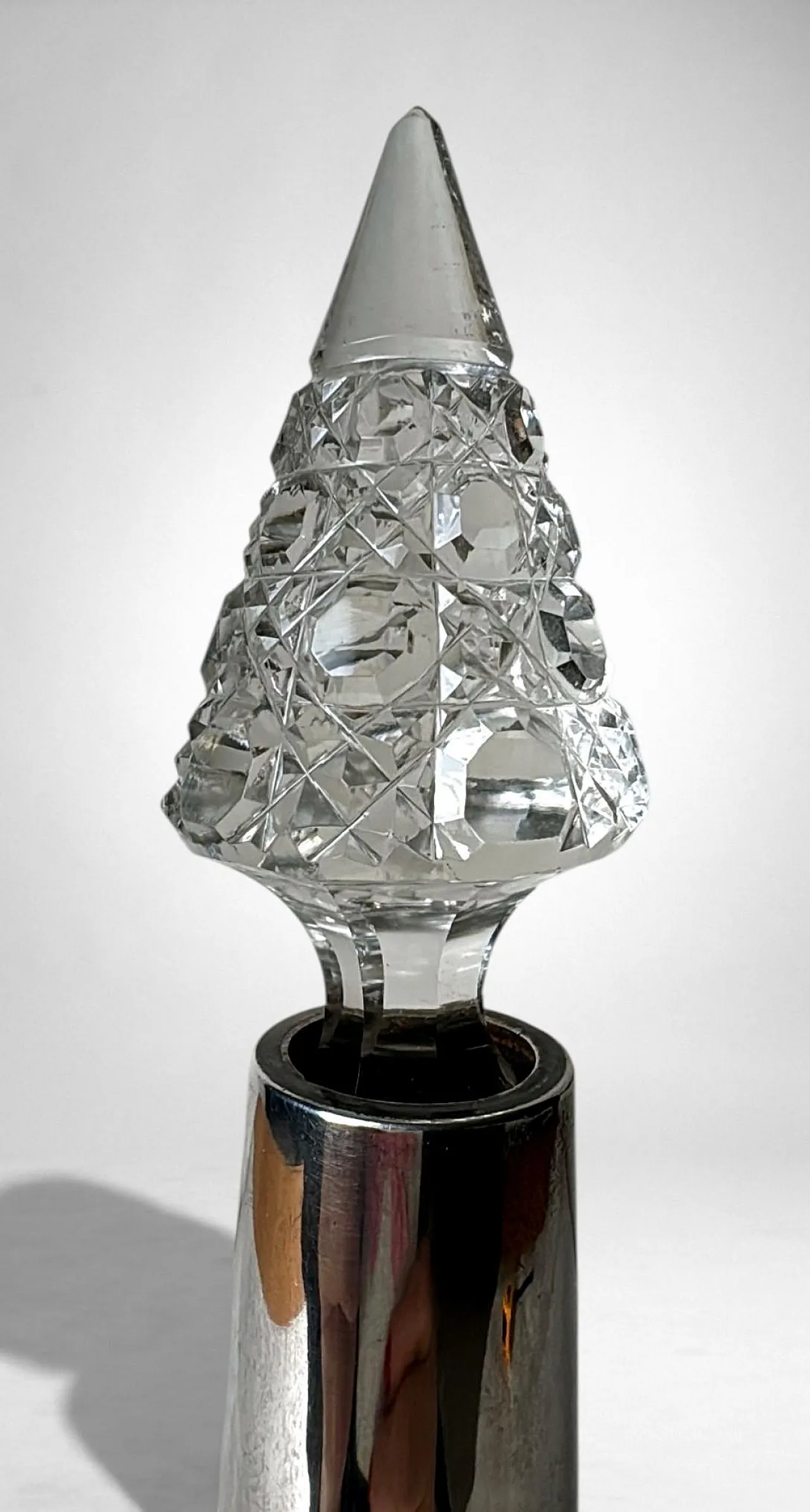 Biedermeier crystal perfume bottle with sterling silver, 19th century 12