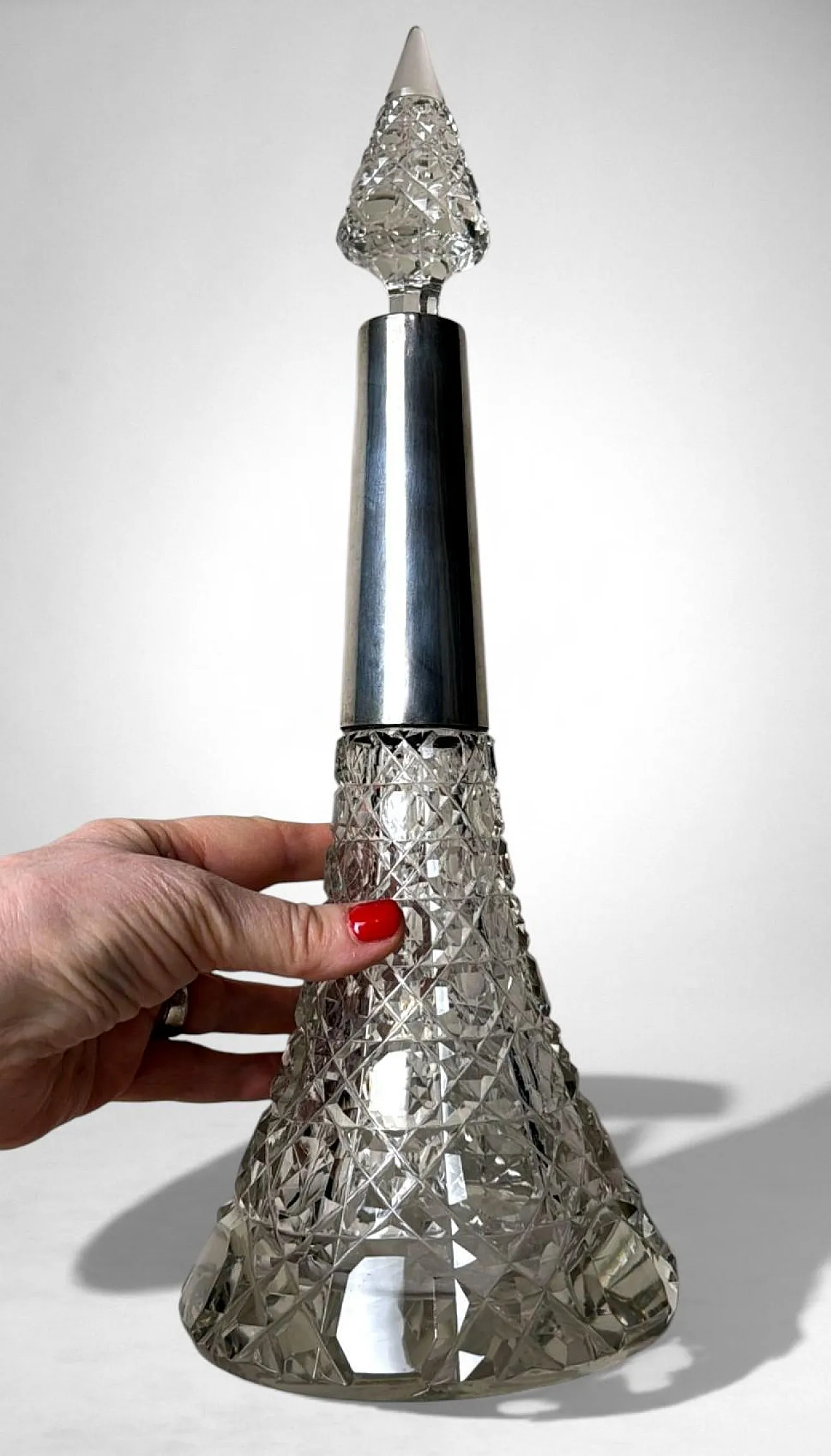 Biedermeier crystal perfume bottle with sterling silver, 19th century 14