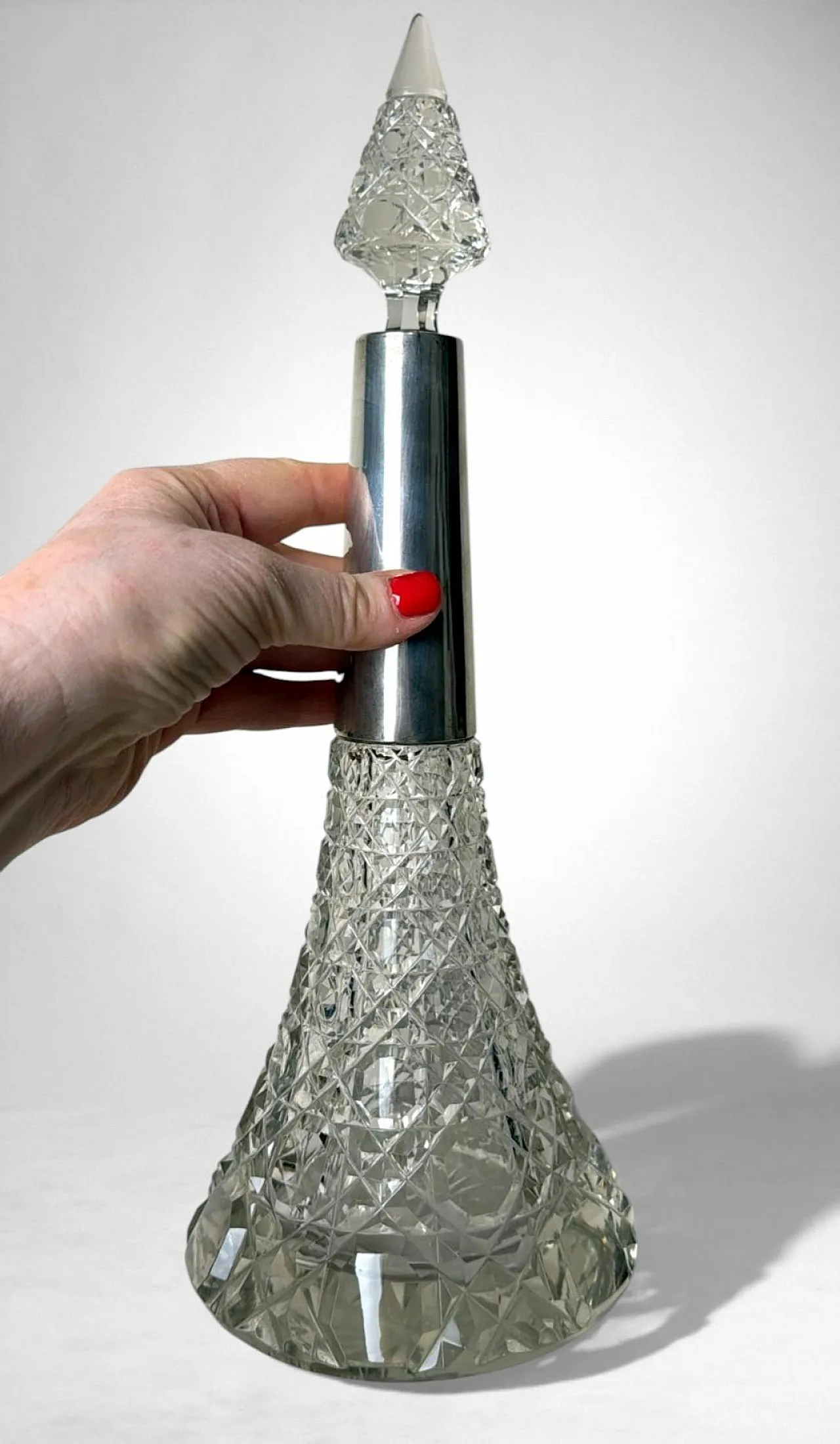 Biedermeier crystal perfume bottle with sterling silver, 19th century 15