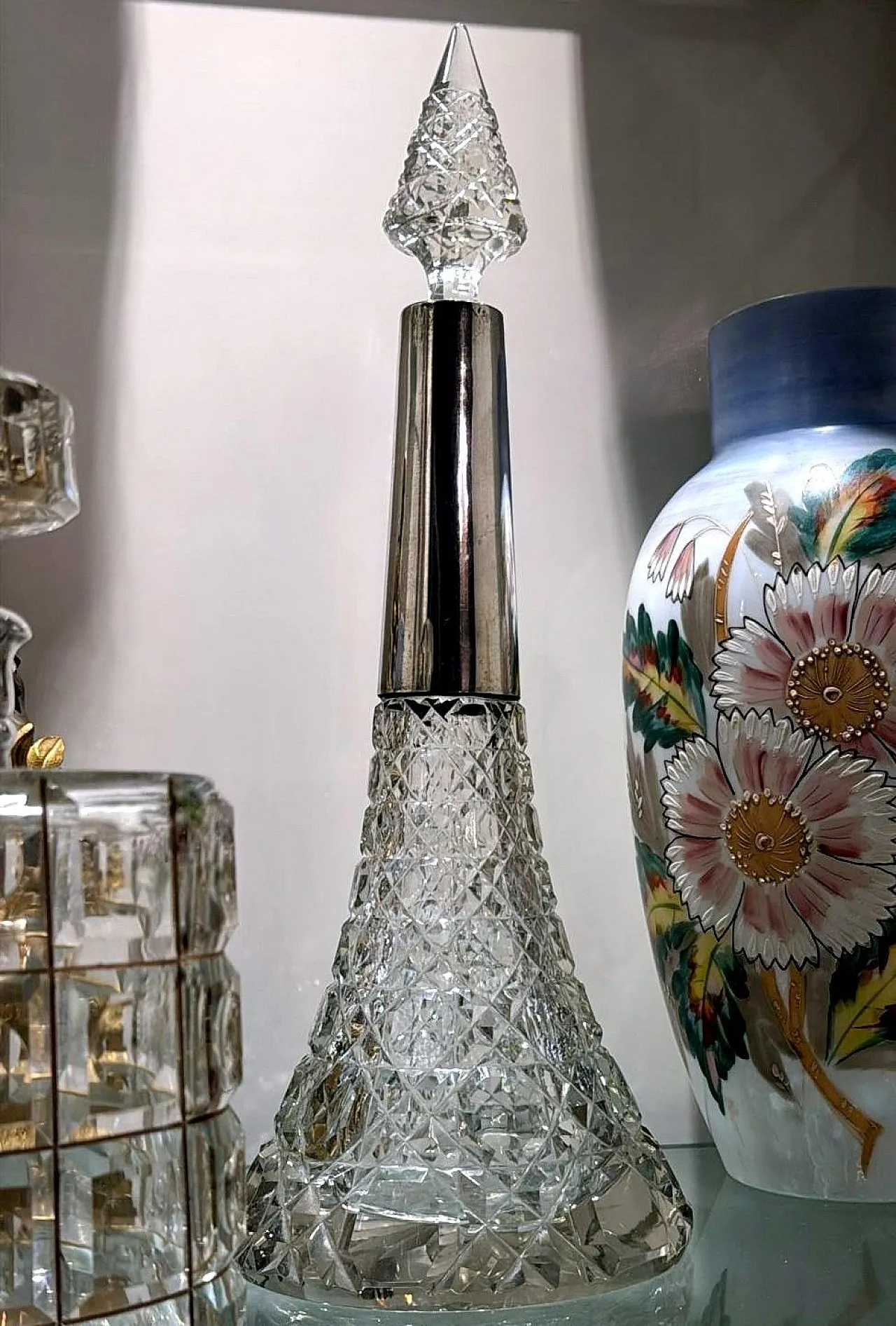Biedermeier crystal perfume bottle with sterling silver, 19th century 17