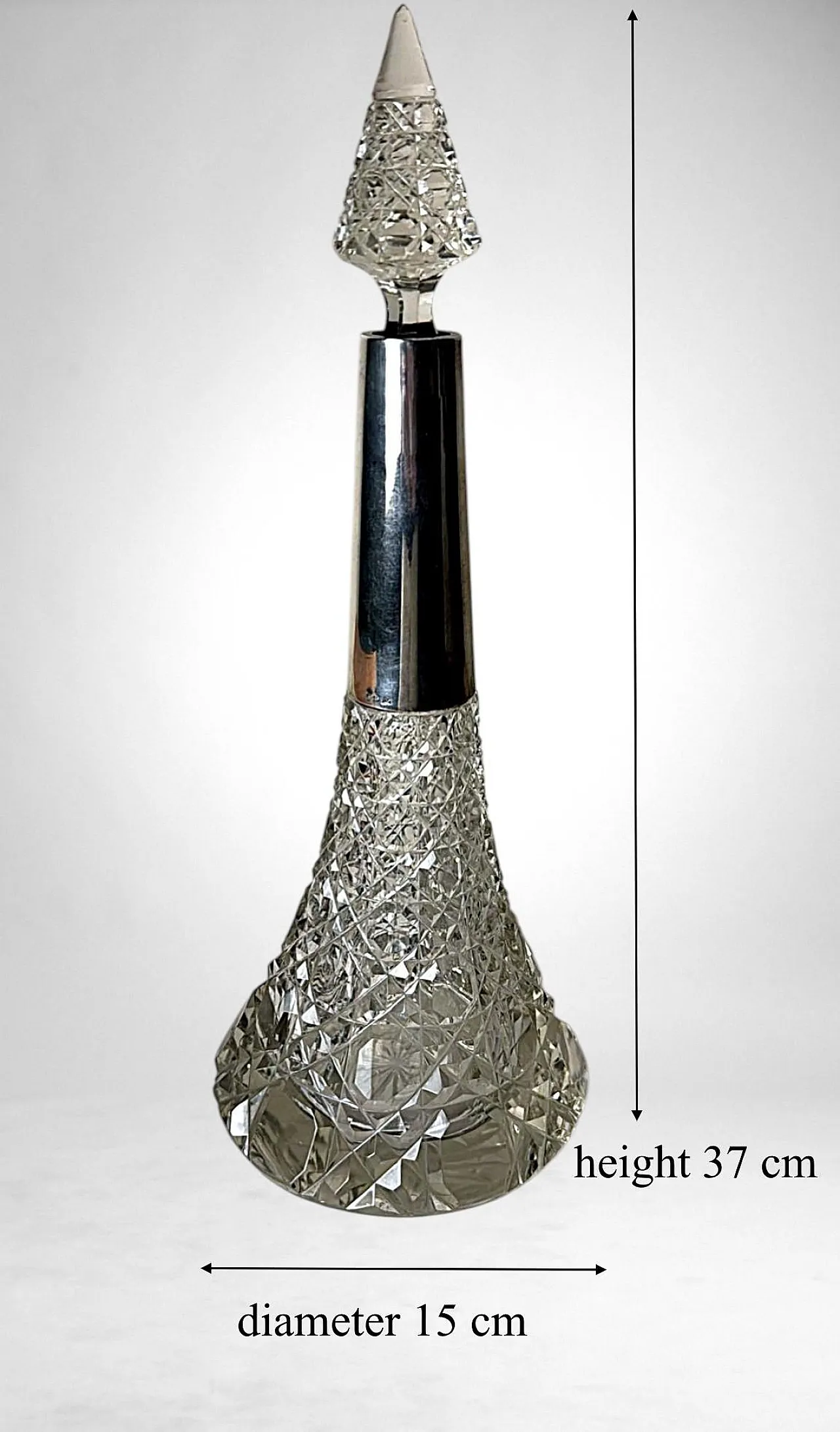 Biedermeier crystal perfume bottle with sterling silver, 19th century 19