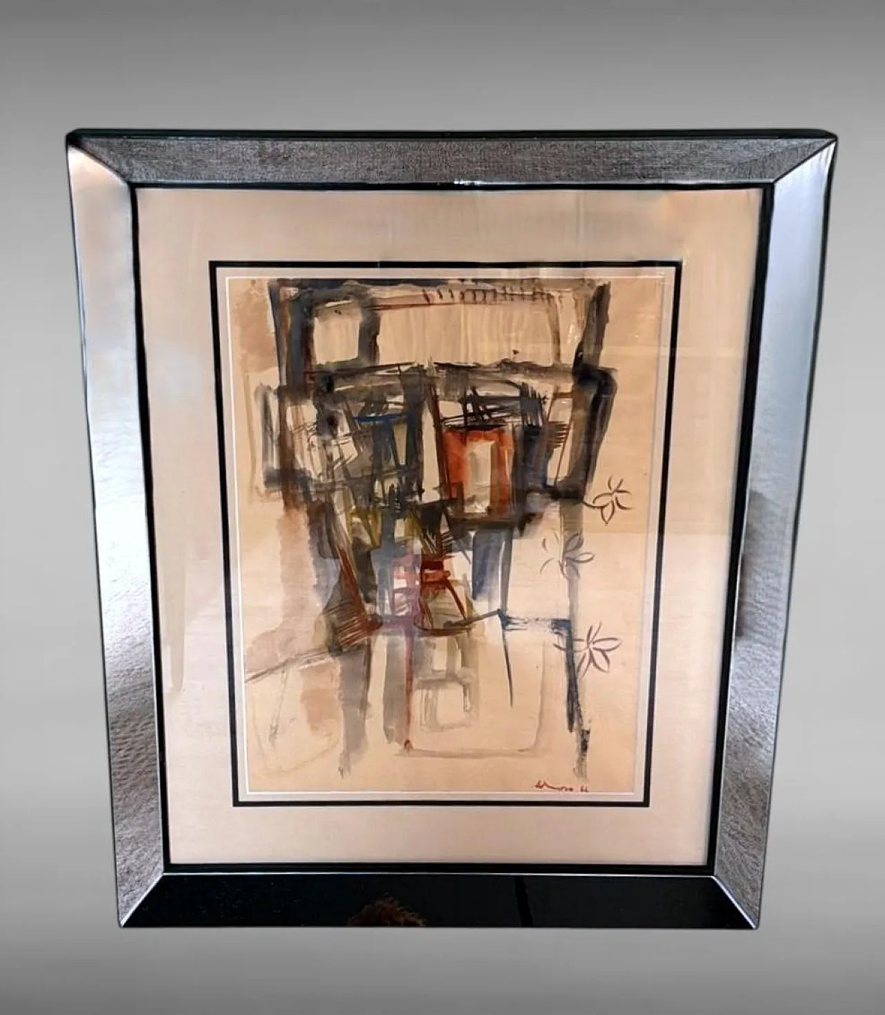 Cornice per specchio con disegno astratto su carta strutturata, '900 4