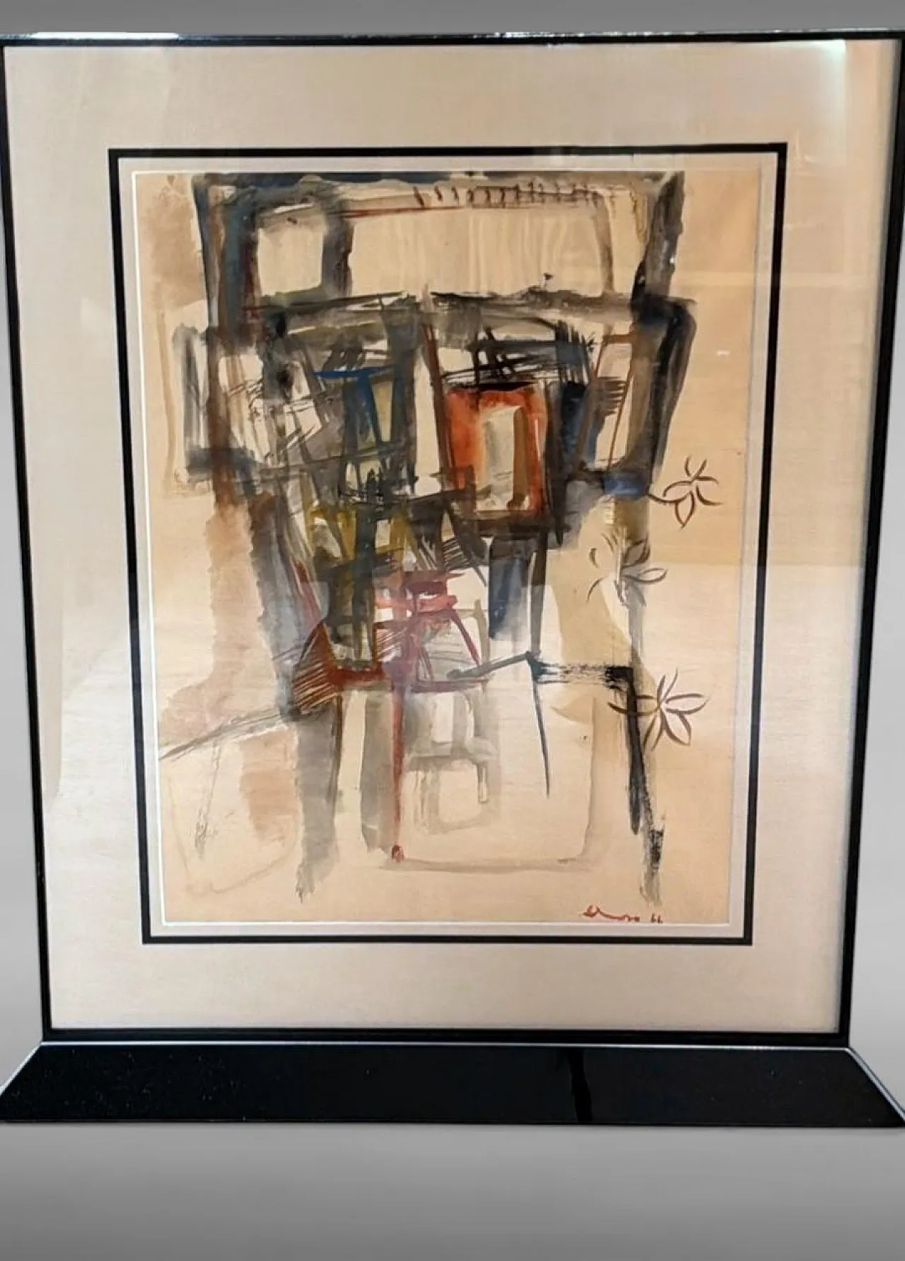 Cornice per specchio con disegno astratto su carta strutturata, '900 6