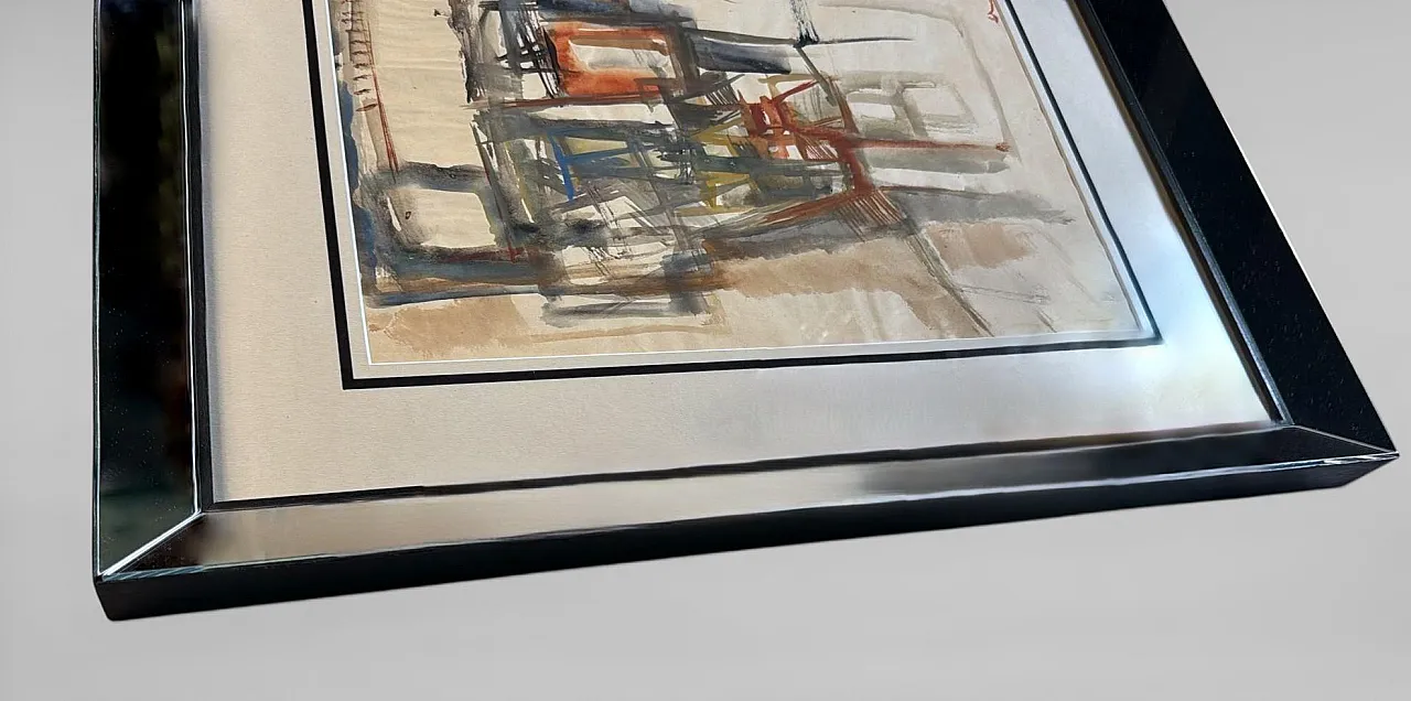 Cornice per specchio con disegno astratto su carta strutturata, '900 10