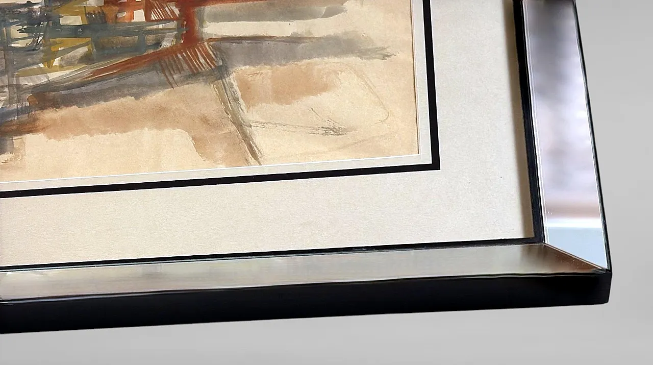 Cornice per specchio con disegno astratto su carta strutturata, '900 11