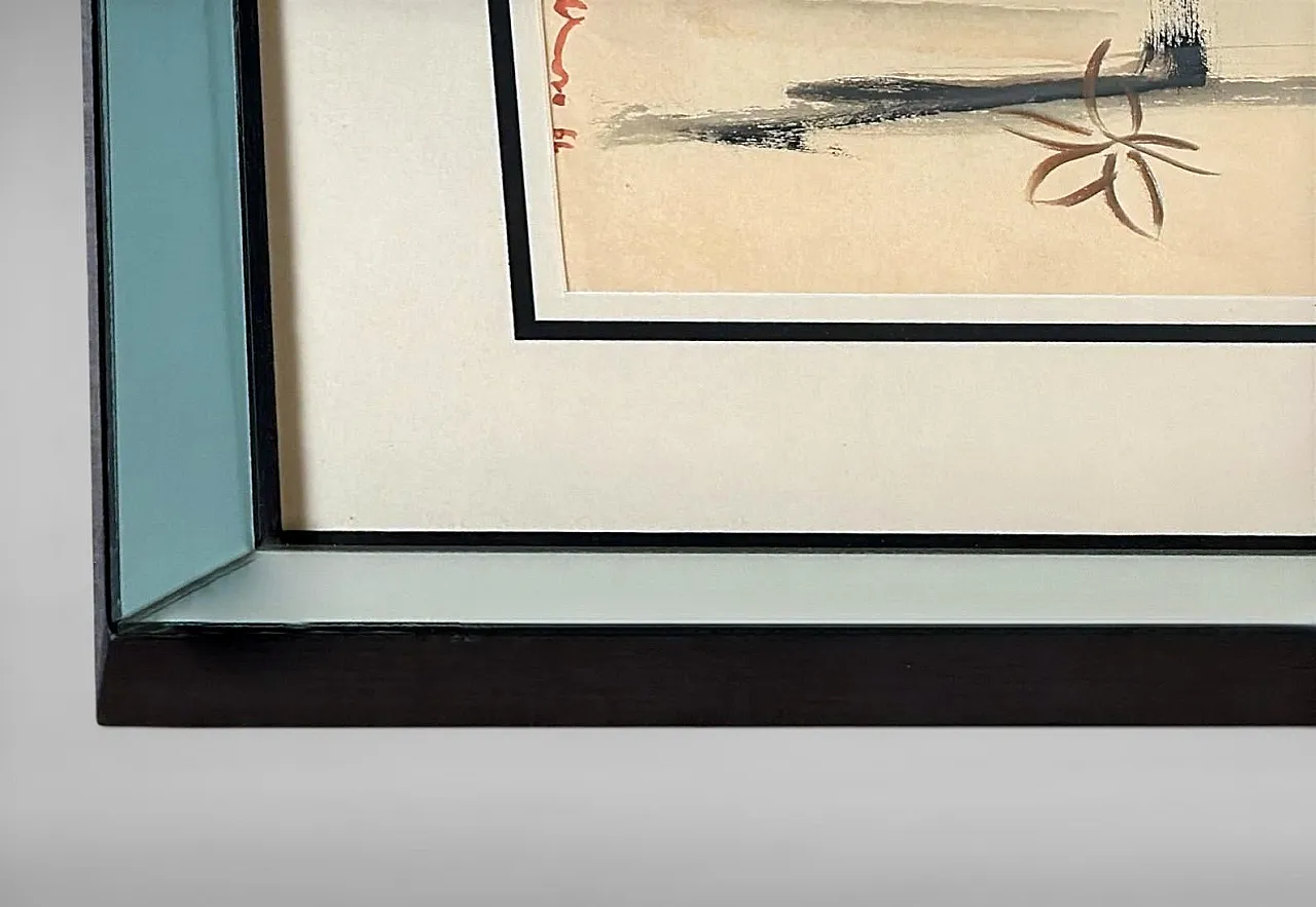 Cornice per specchio con disegno astratto su carta strutturata, '900 12