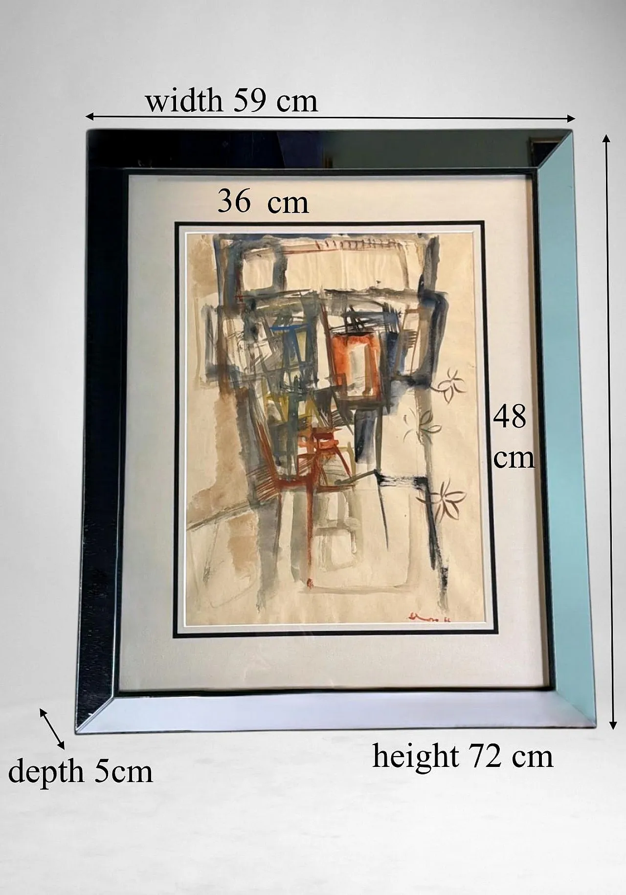 Cornice per specchio con disegno astratto su carta strutturata, '900 19