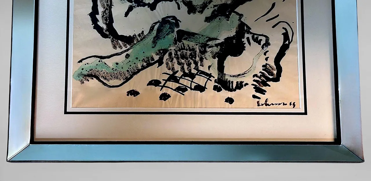 Mirrored frame with an abstract design on textured paper, 20th century 5