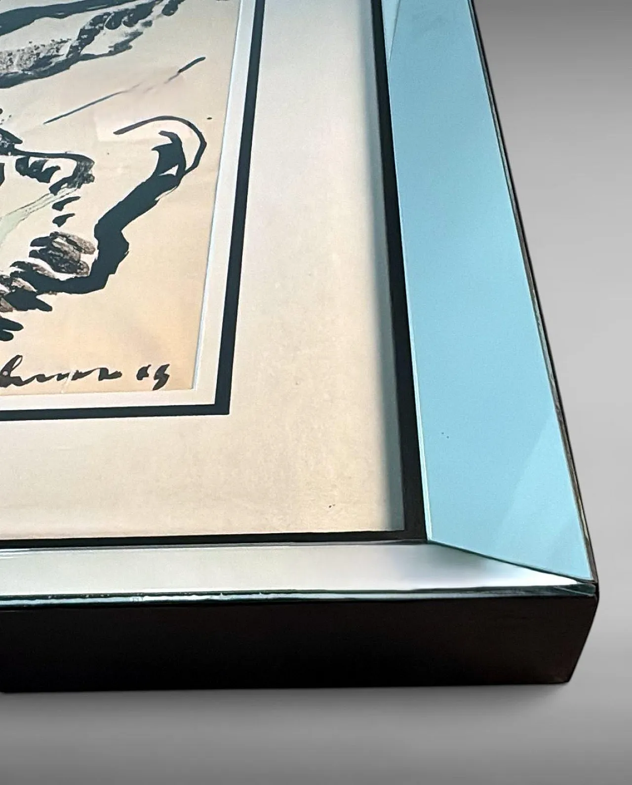 Mirrored frame with an abstract design on textured paper, 20th century 7