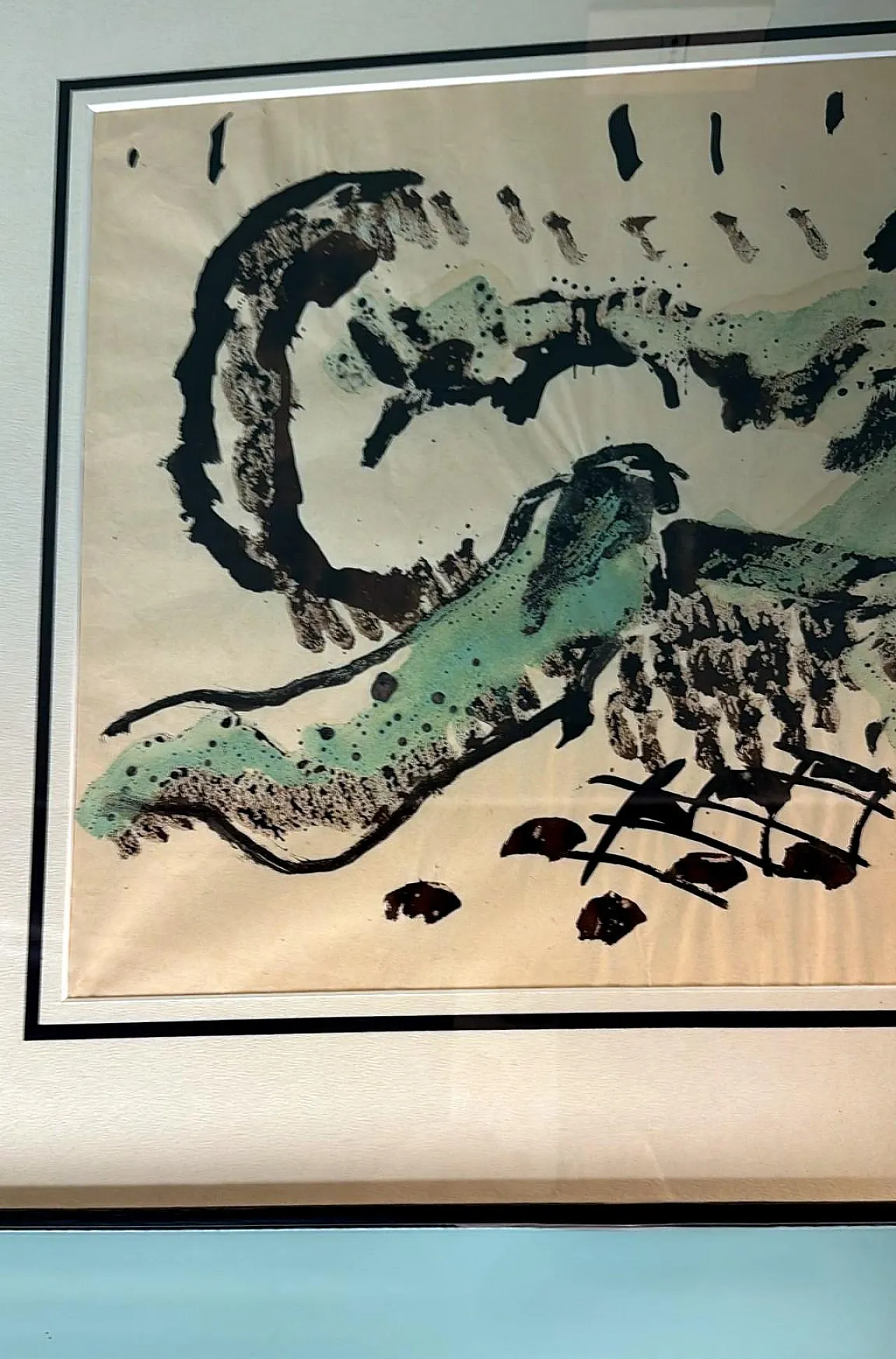 Mirrored frame with an abstract design on textured paper, 20th century 10