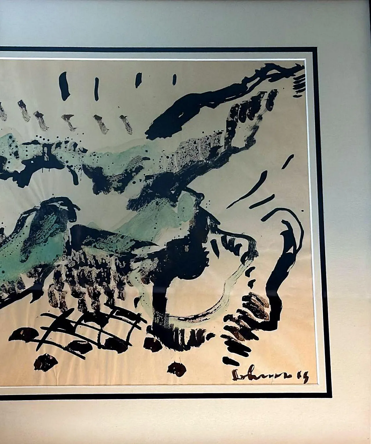 Mirrored frame with an abstract design on textured paper, 20th century 12
