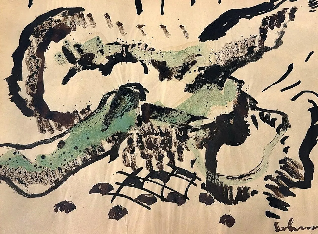 Mirrored frame with an abstract design on textured paper, 20th century 14