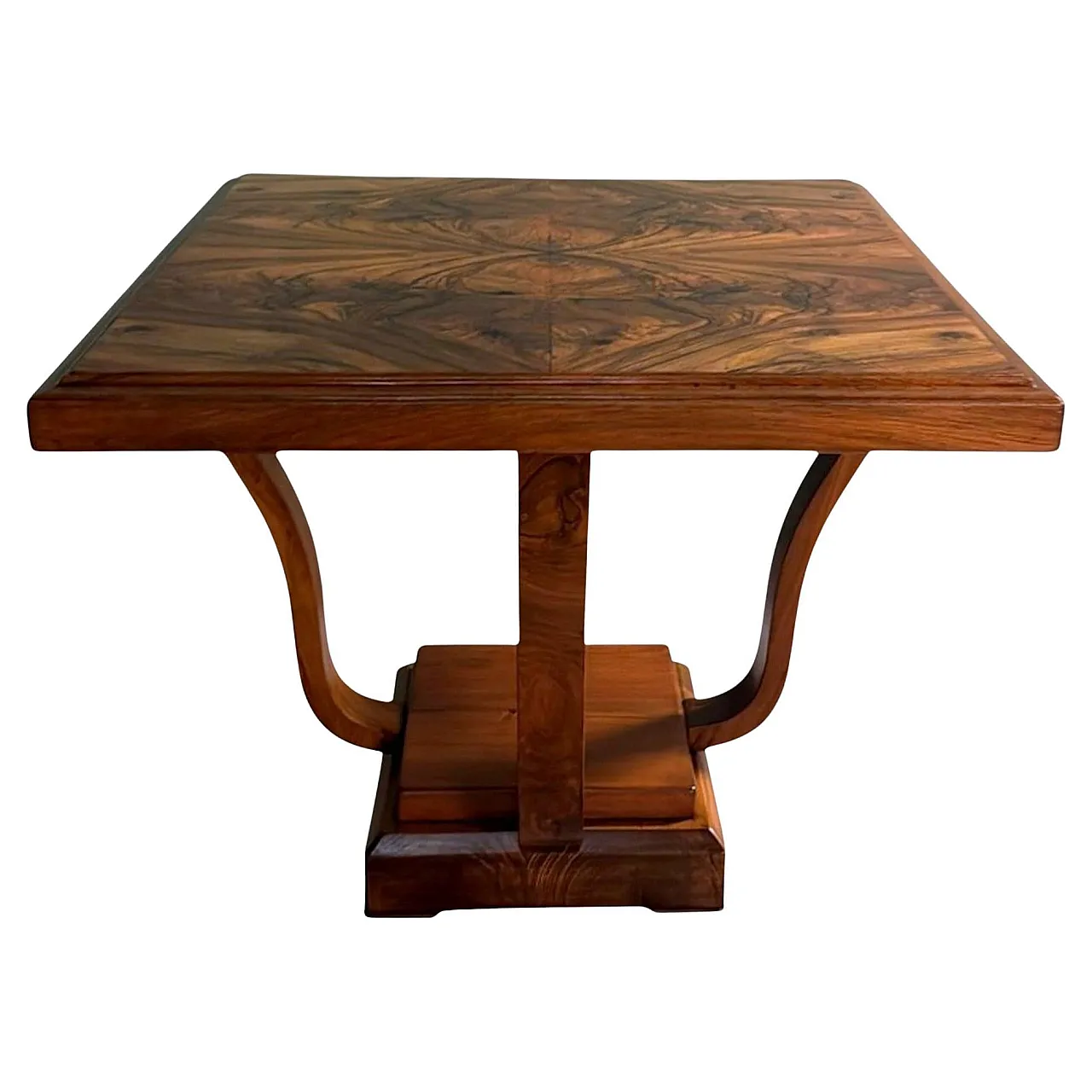 Art Deco square coffee table with dual-tier base, 19th century 1