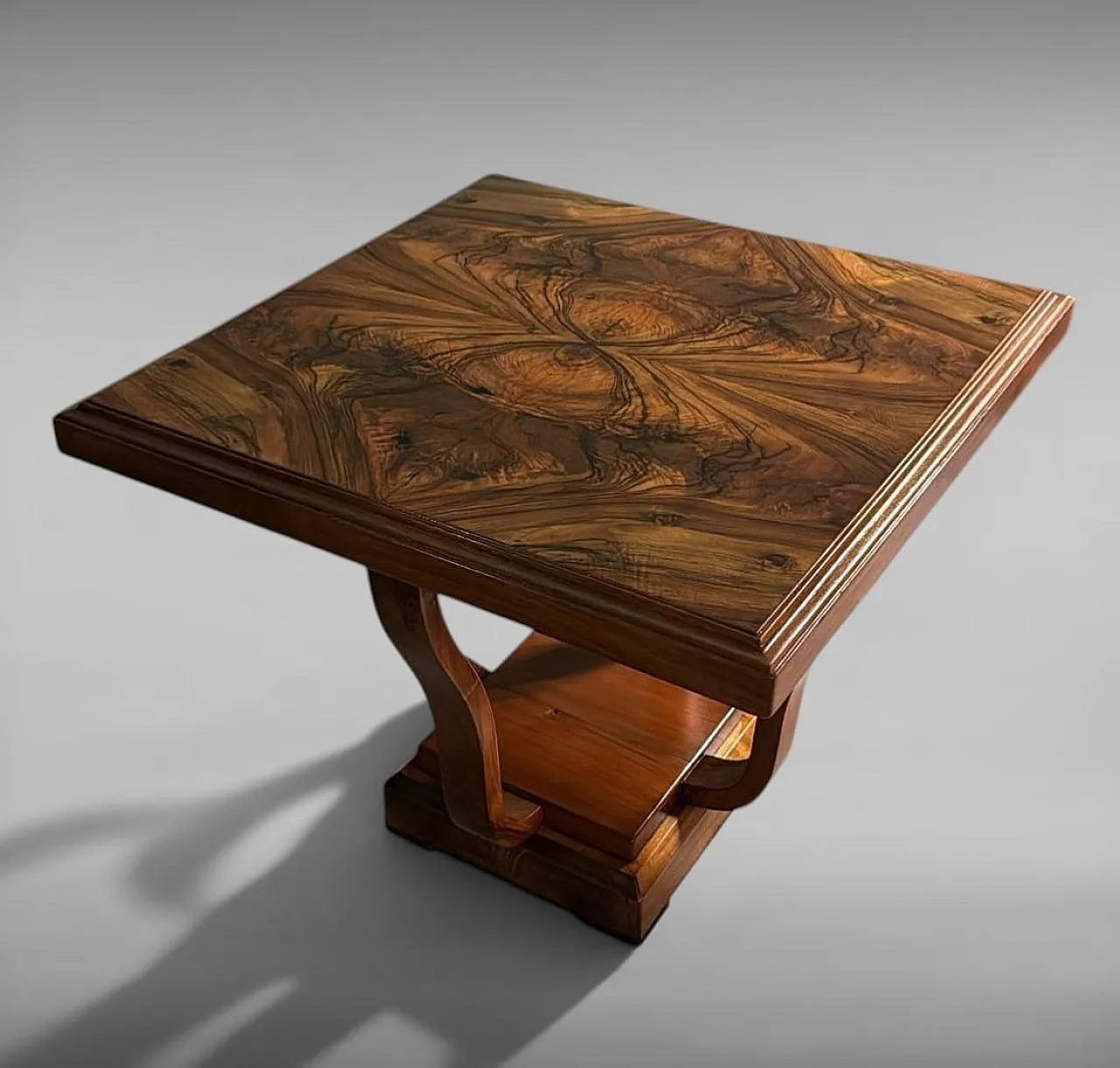 Art Deco square coffee table with dual-tier base, 19th century 7