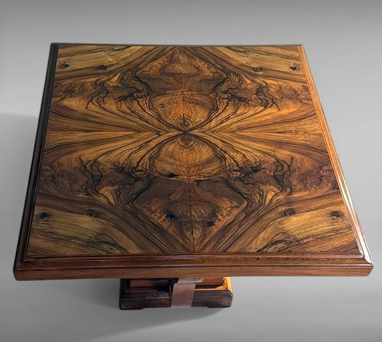 Art Deco square coffee table with dual-tier base, 19th century 8