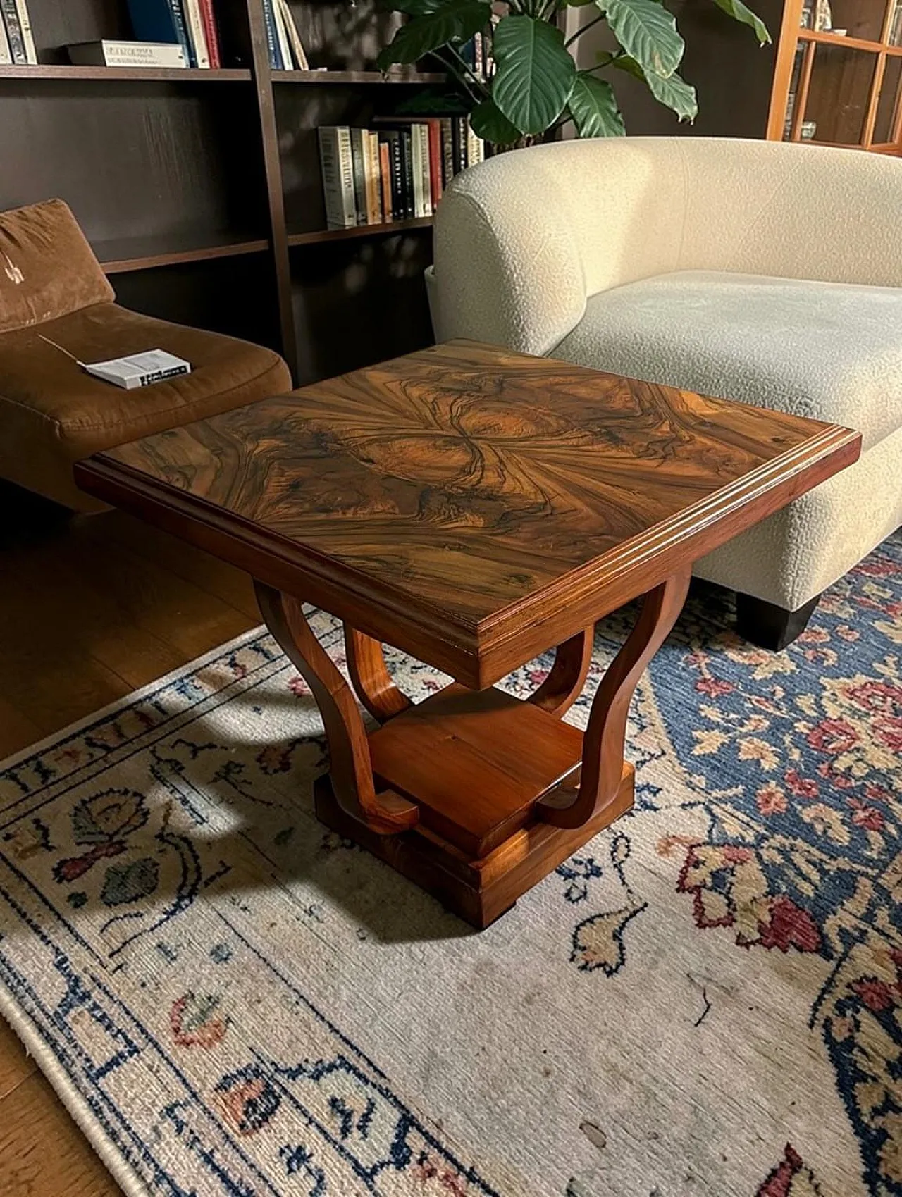 Art Deco square coffee table with dual-tier base, 19th century 18