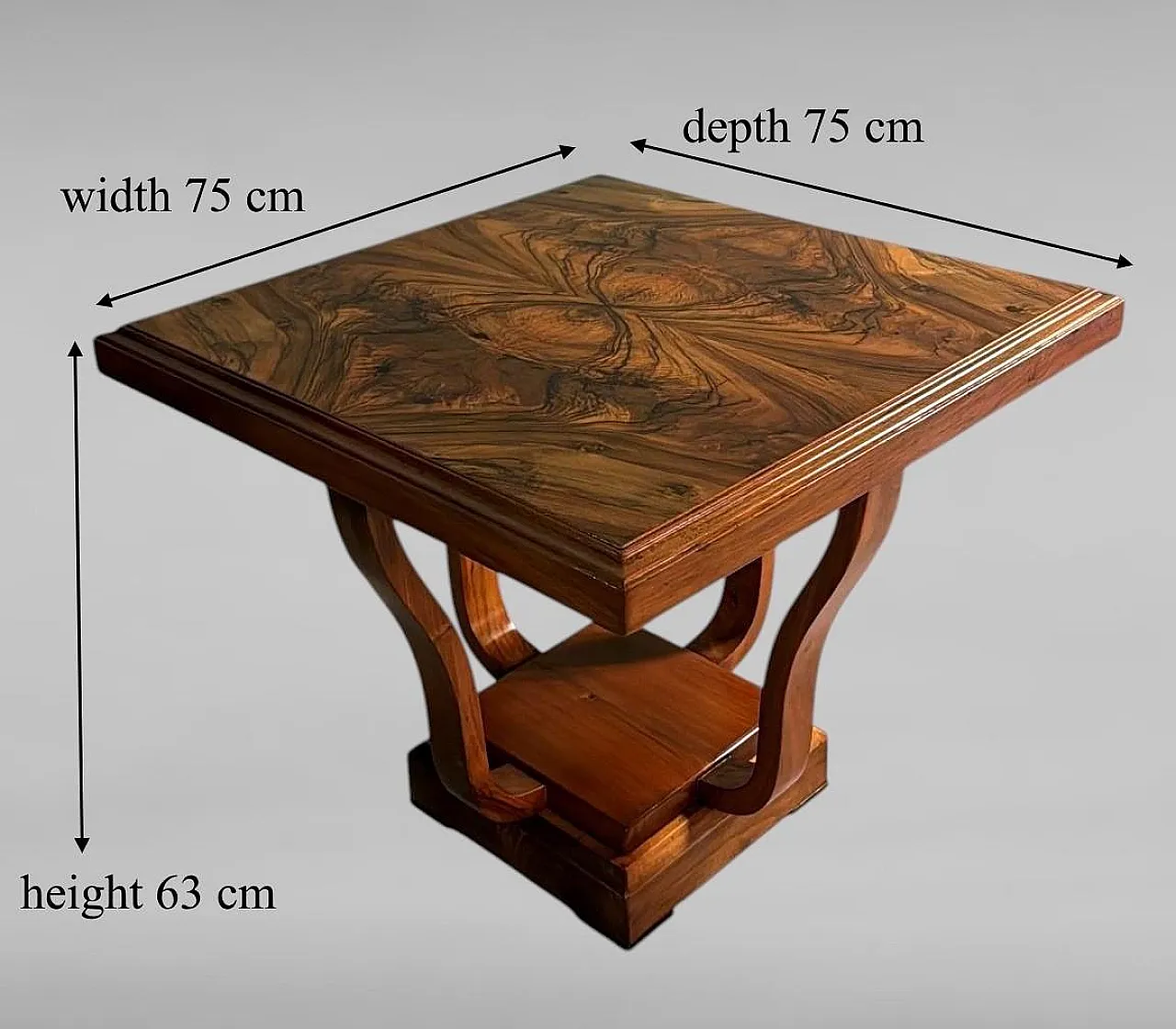 Art Deco square coffee table with dual-tier base, 19th century 19