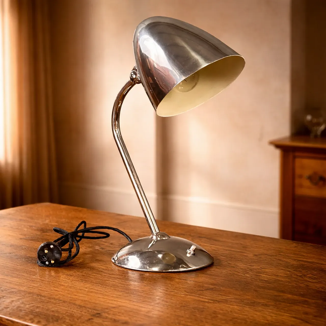 Lampada da tavolo Art Déco Metallo nichelato, Franta Anýž, anni '30 1