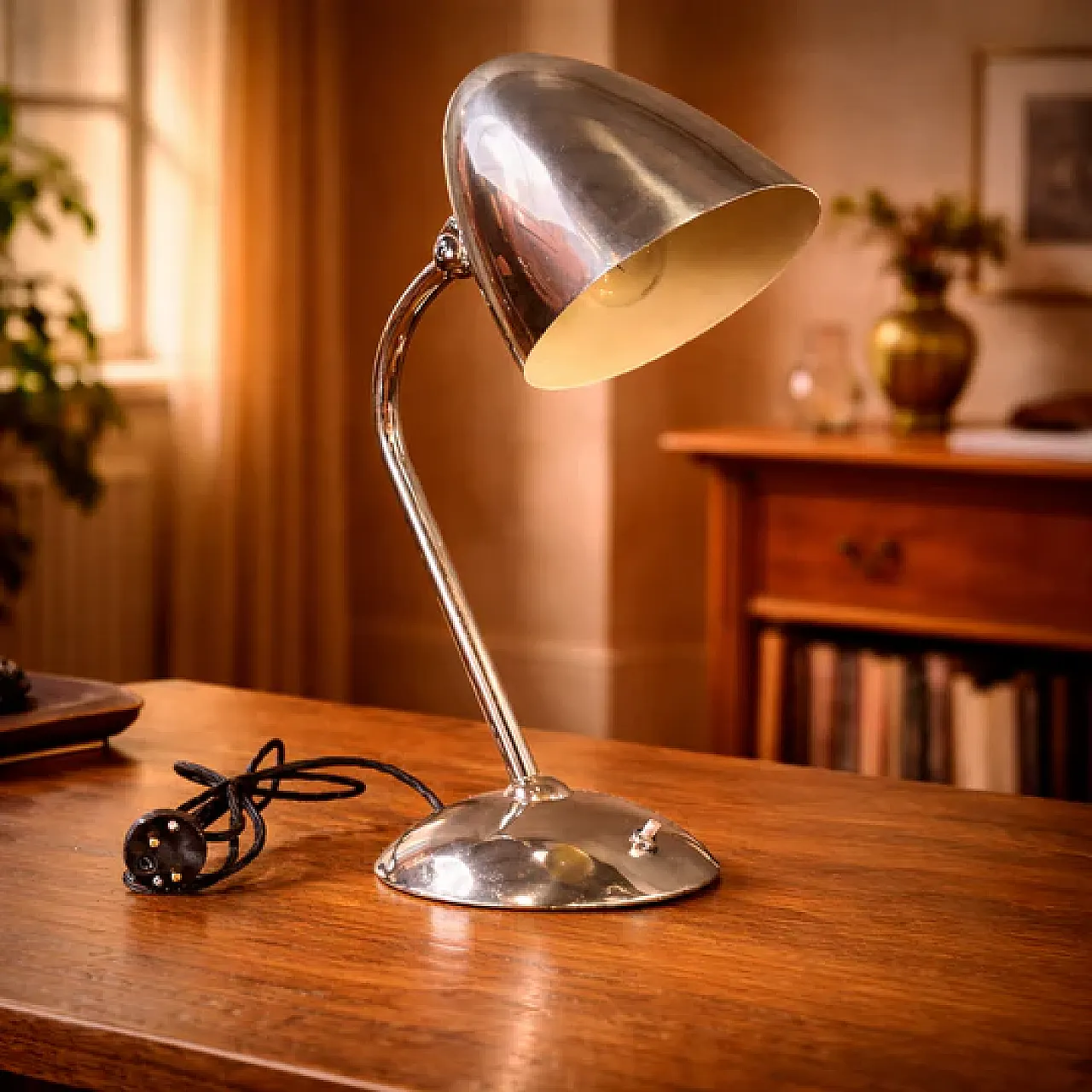 Lampada da tavolo Art Déco Metallo nichelato, Franta Anýž, anni '30 3