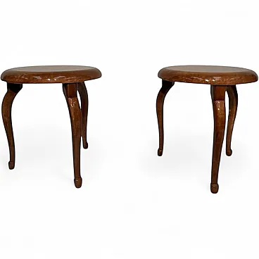 Pair of parchment stools attributed to Aldo Tura, 1950s