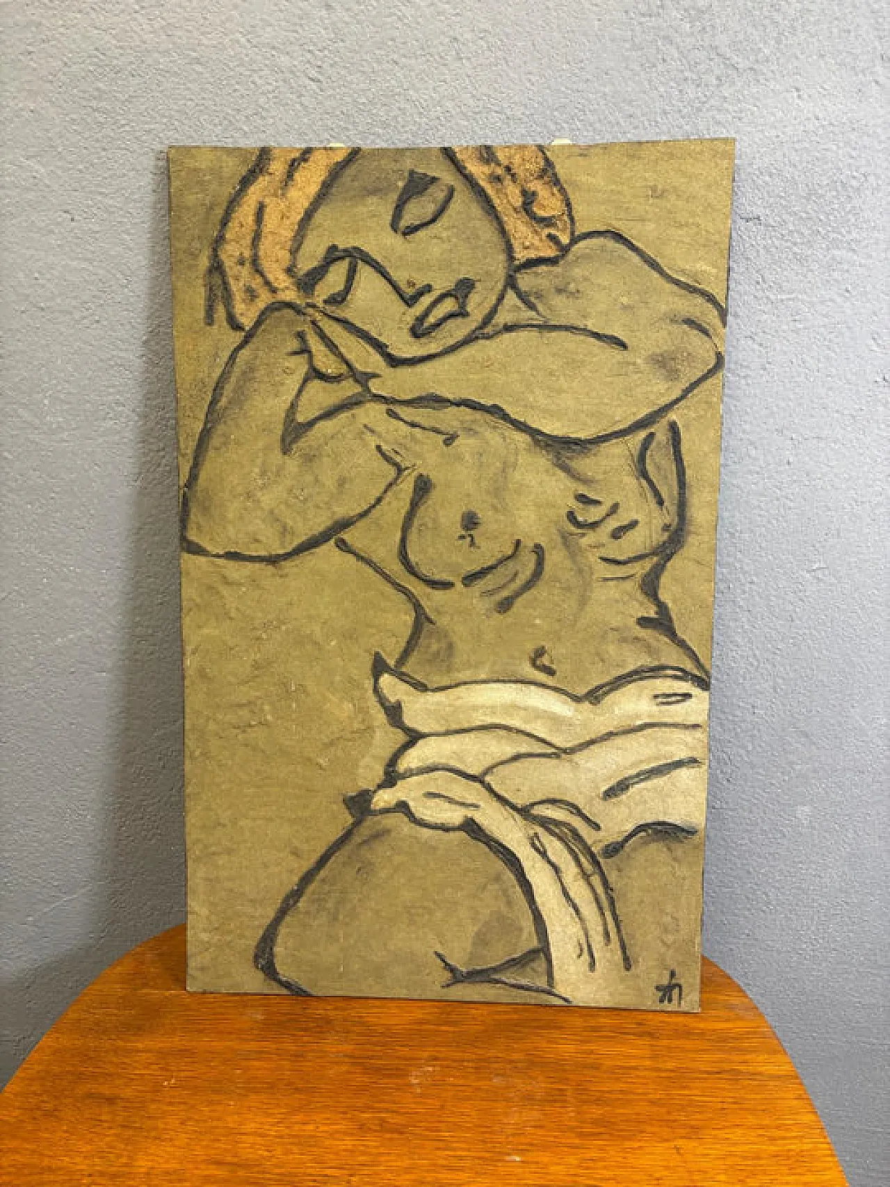 Figurative painting expressionist style canvas artwork, 20th century 2