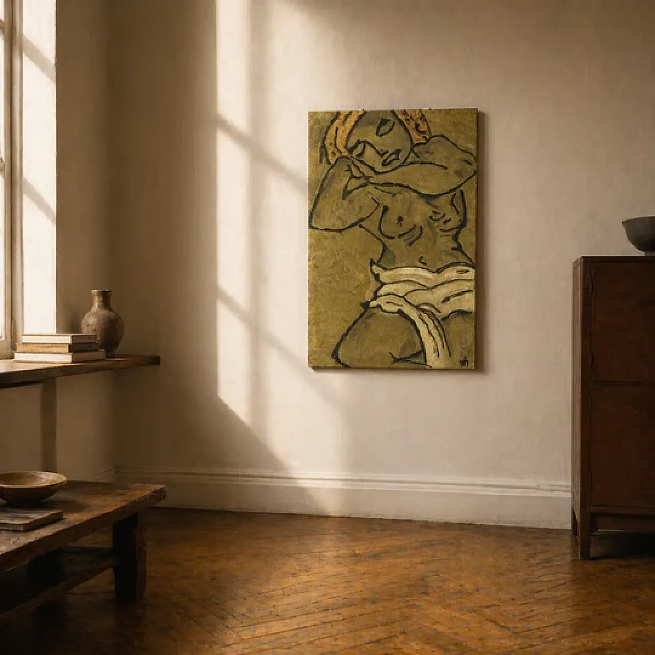 Figurative painting expressionist style canvas artwork, 20th century 6