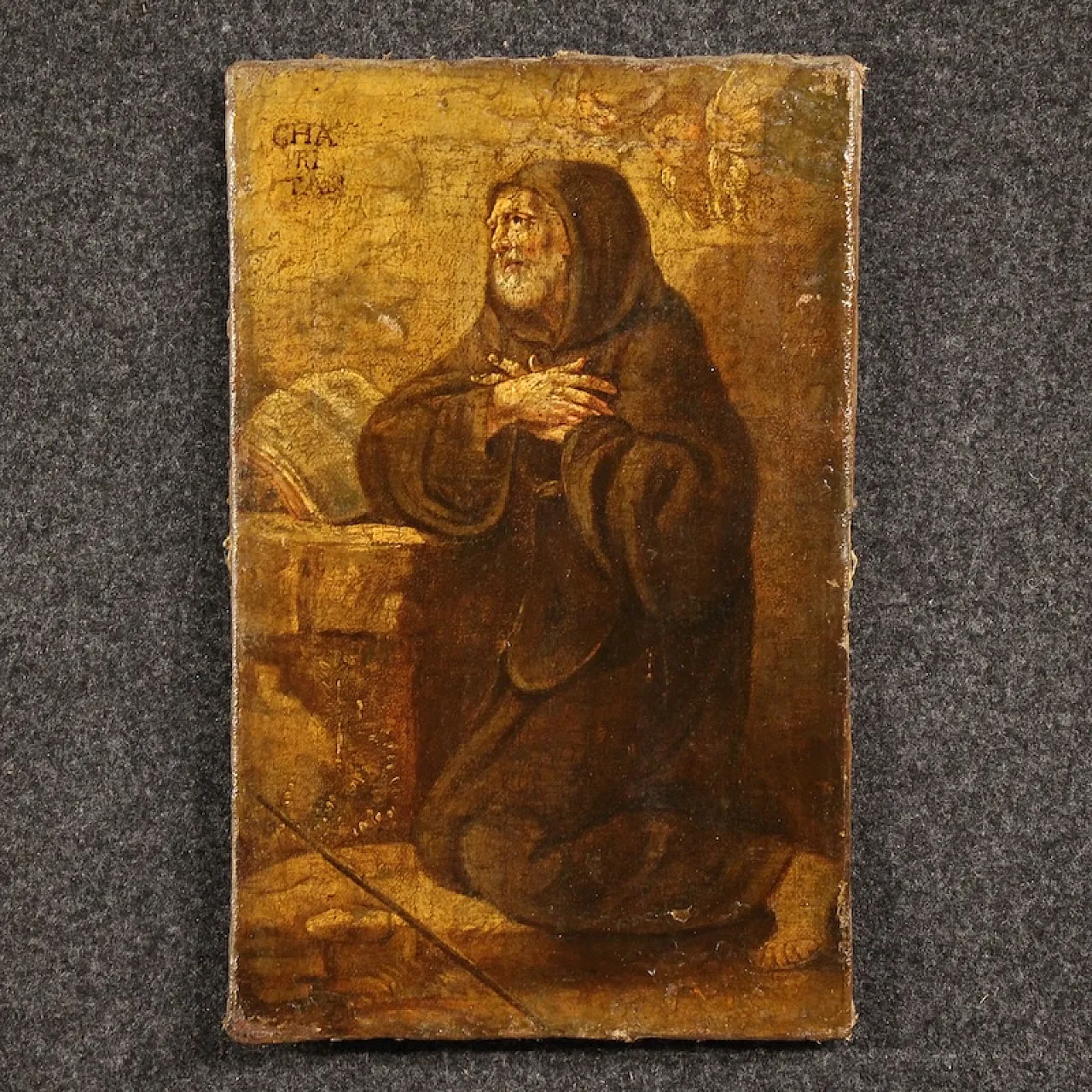 Devotianal painting, St. Francis of Paola, oil on canvas, 17th century 1