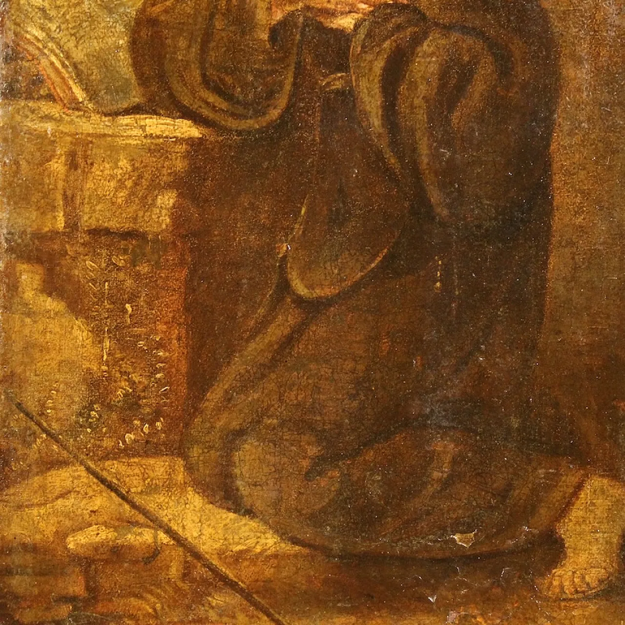 Devotianal painting, St. Francis of Paola, oil on canvas, 17th century 6