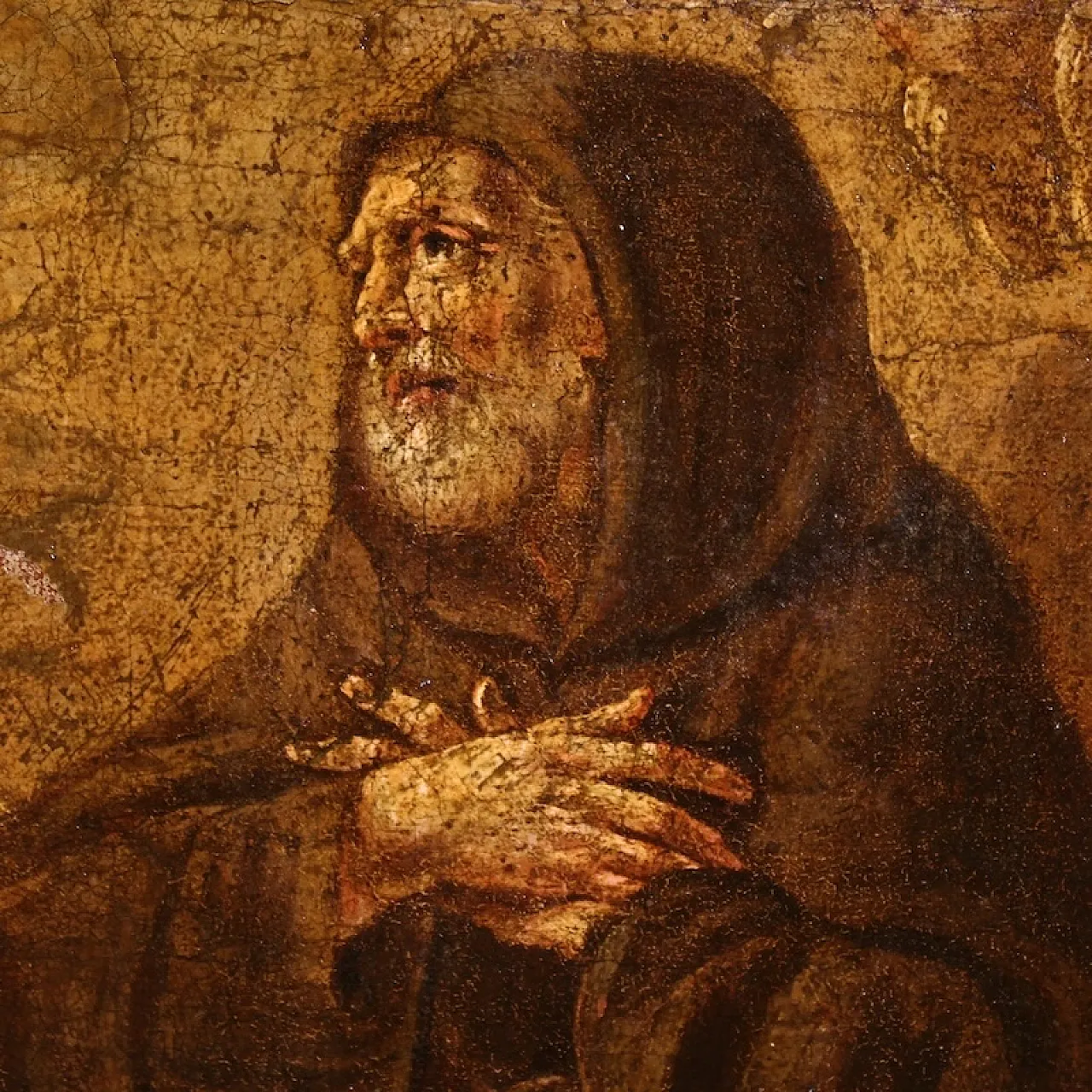 Devotianal painting, St. Francis of Paola, oil on canvas, 17th century 7