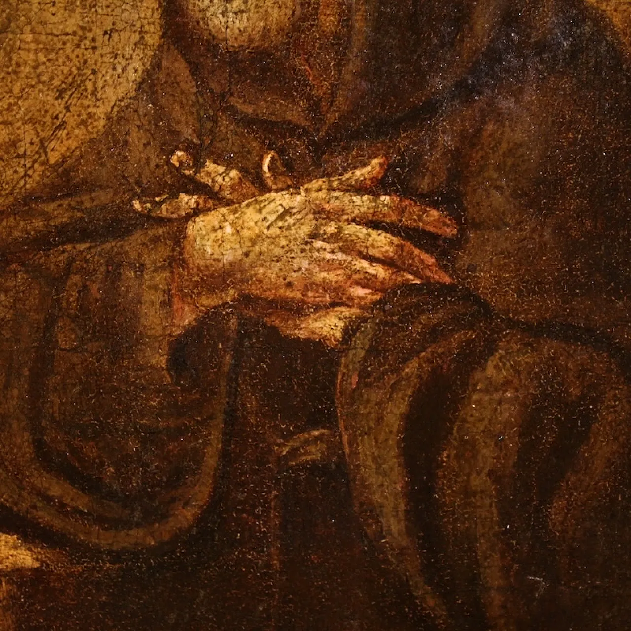 Devotianal painting, St. Francis of Paola, oil on canvas, 17th century 12