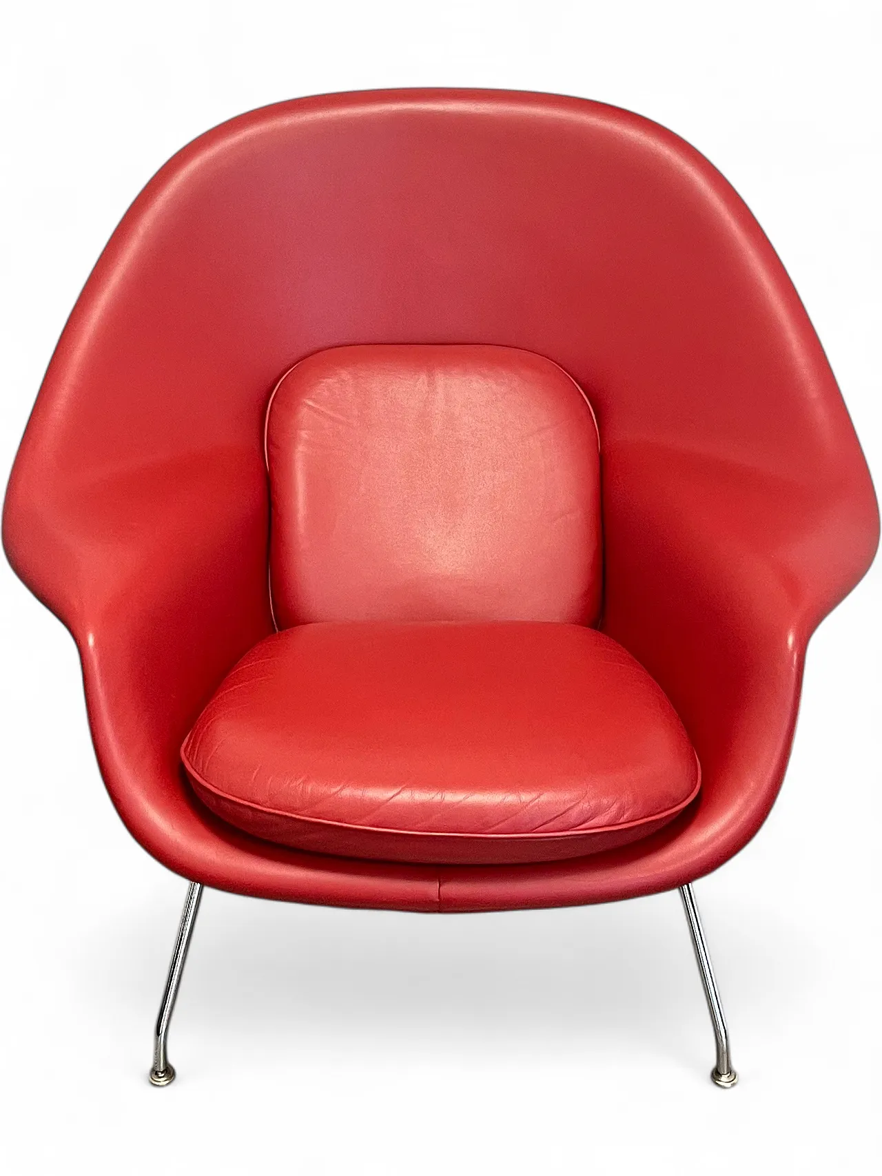 Womb Chair armchair by Eero Saarinen for Knoll red Leather, 2000s 9