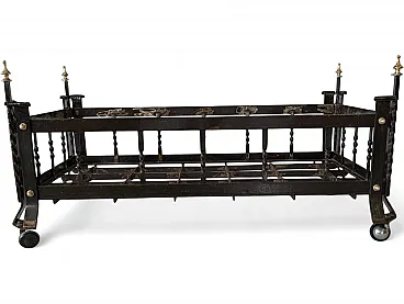 Iron and brass log holder in classic style, 1960s