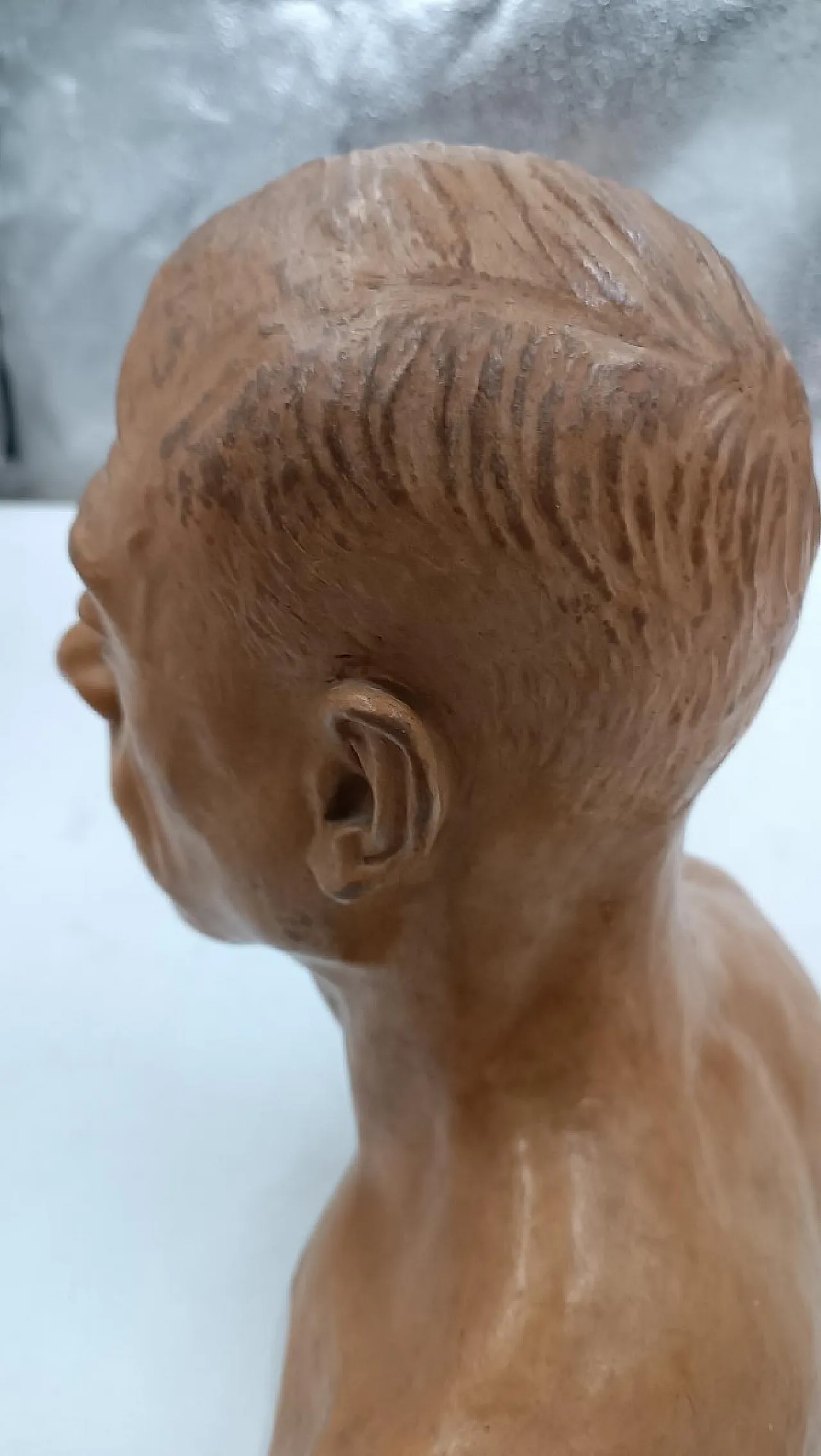 Male portrait, terracotta bust of Cesarino Vincenzi, 20th century 5