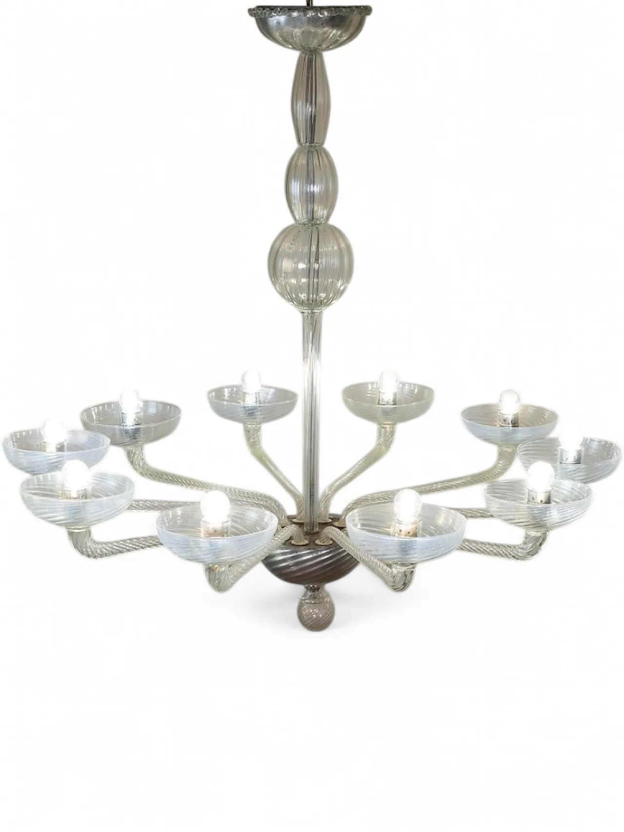 Lampadario Mid-Century in vetro di Murano, anni '50 13