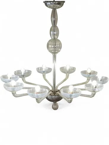 Lampadario Mid-Century in vetro di Murano, anni '50