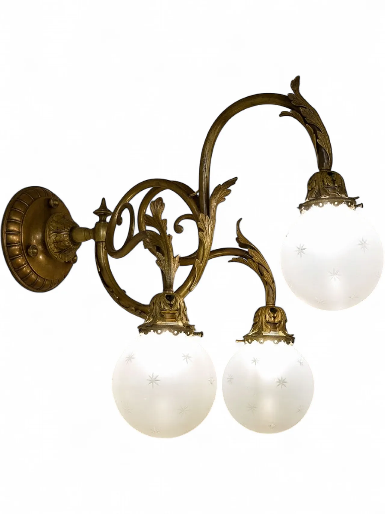 Lampada da parete Liberty in bronzo, metà '800 12