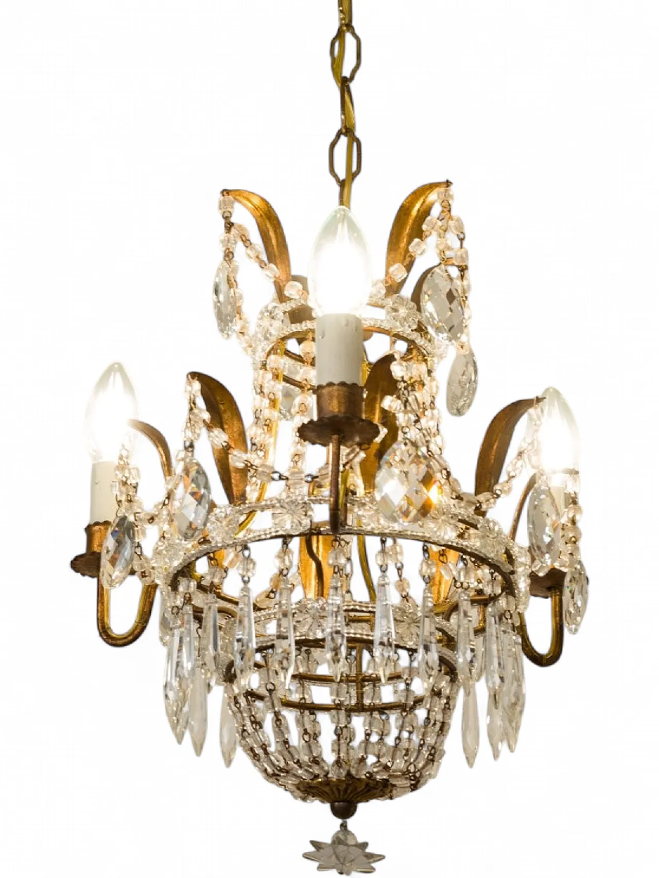 Lampadario in stile impero con pendenti, anni '50 11