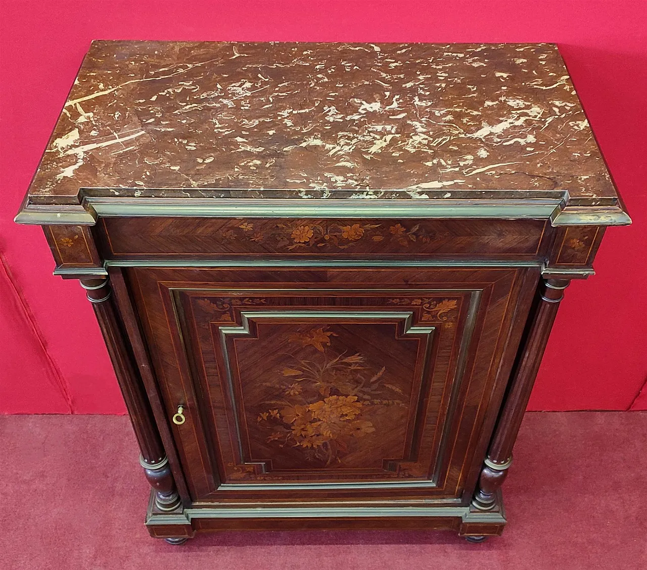 Sideboard to a rosewood door with upper marble, 19th century 2