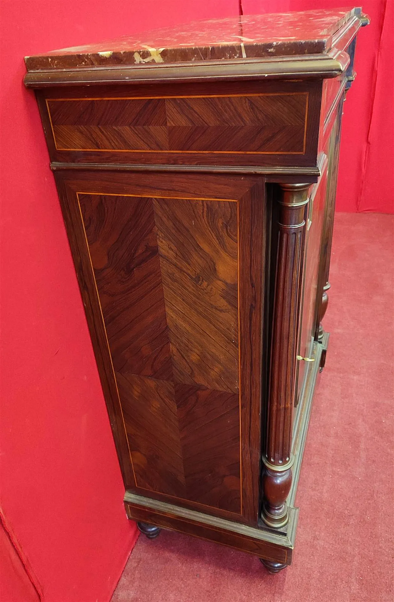 Sideboard to a rosewood door with upper marble, 19th century 8