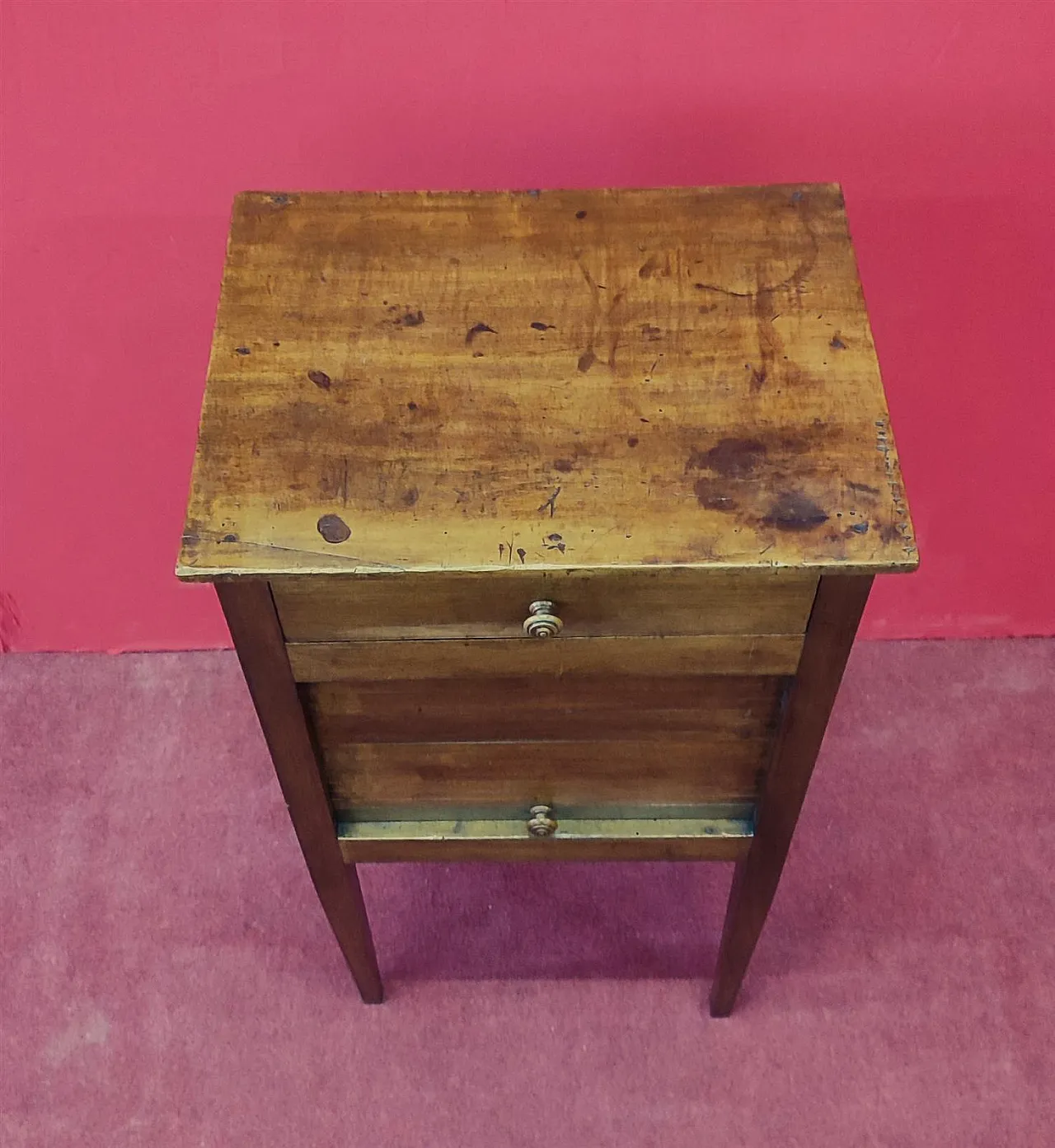 Louis XVI walnut shutter bedside table, 18th century 2