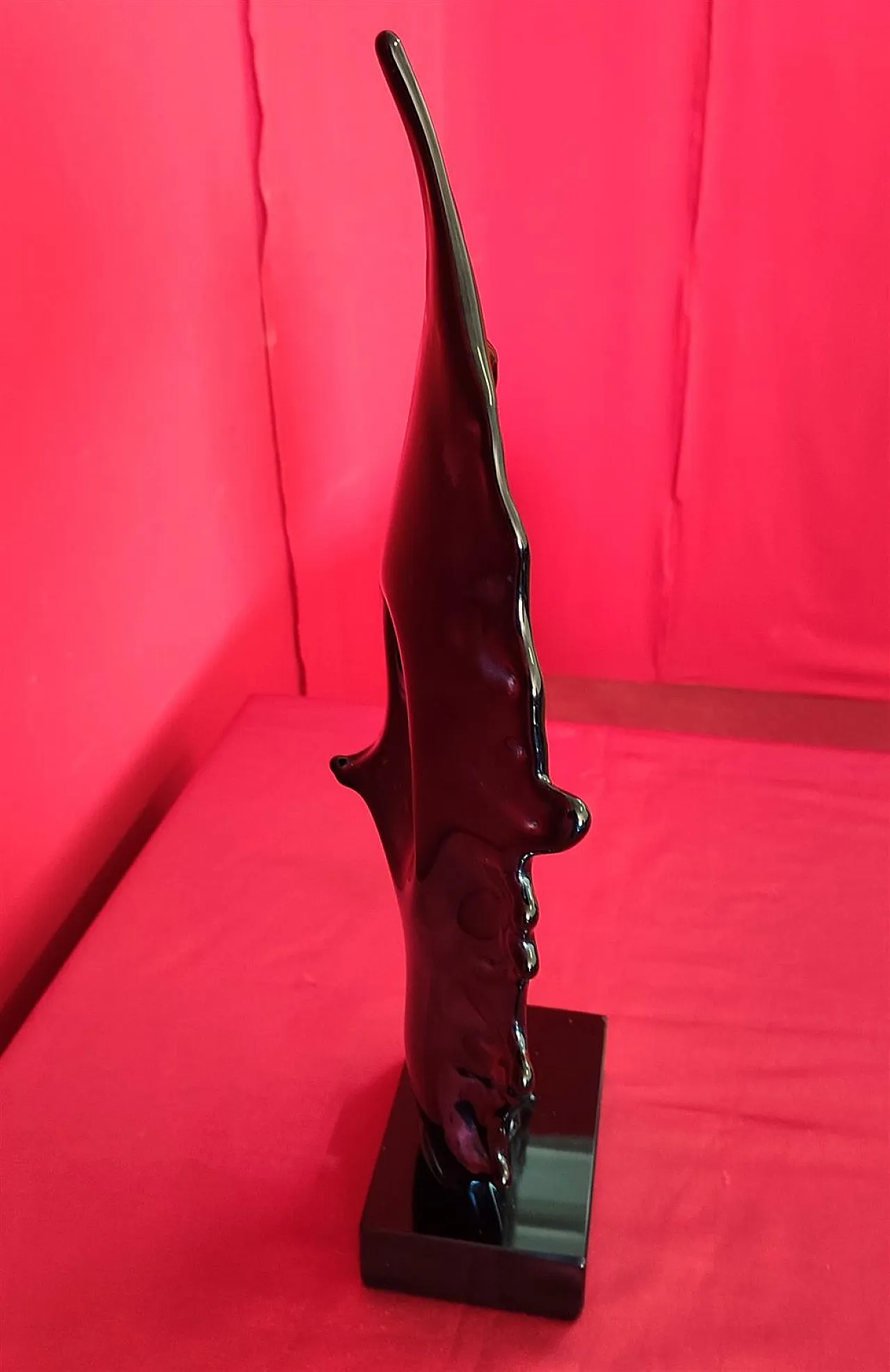 Iridescent black glass sculpture by Sergio Costantini, 20th century 3