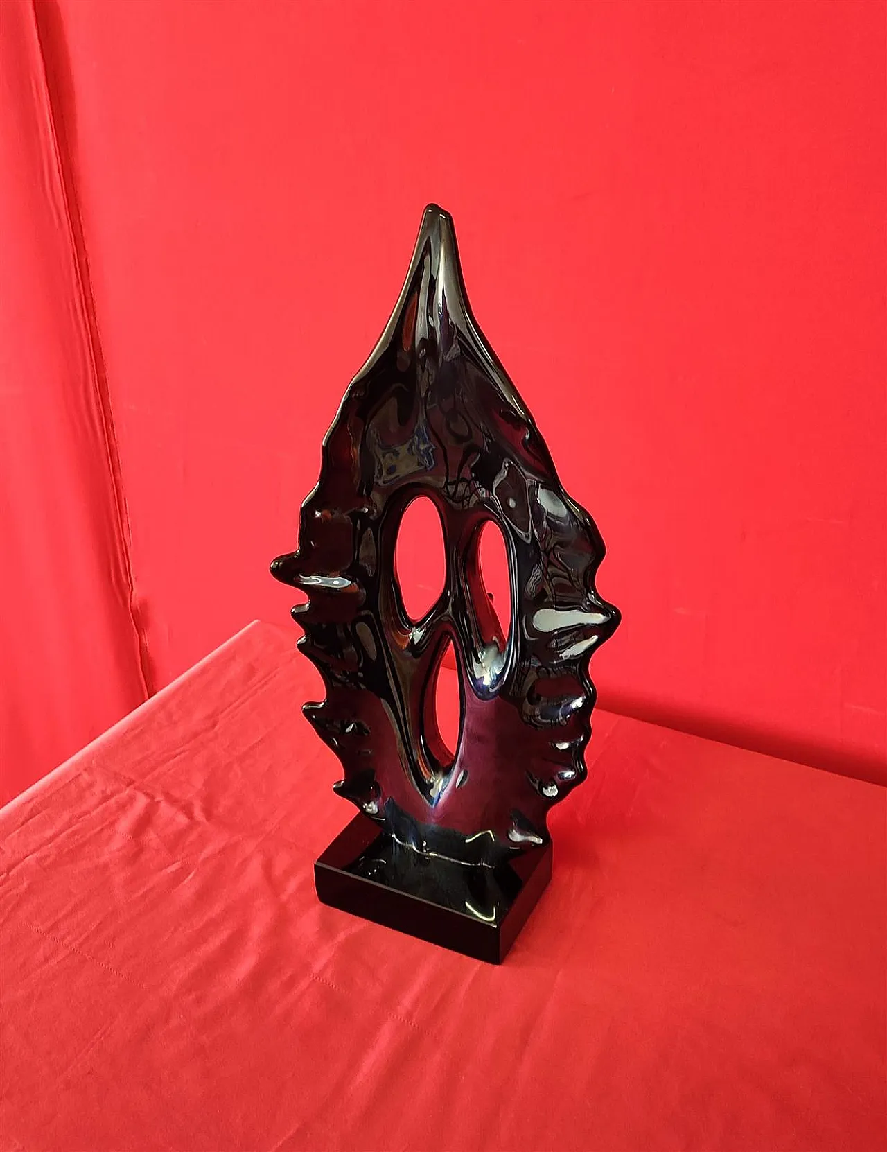 Iridescent black glass sculpture by Sergio Costantini, 20th century 4