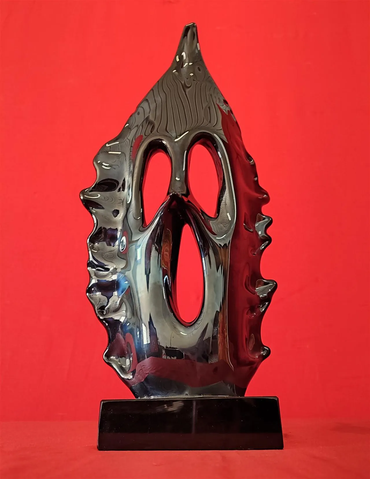 Iridescent black glass sculpture by Sergio Costantini, 20th century 7